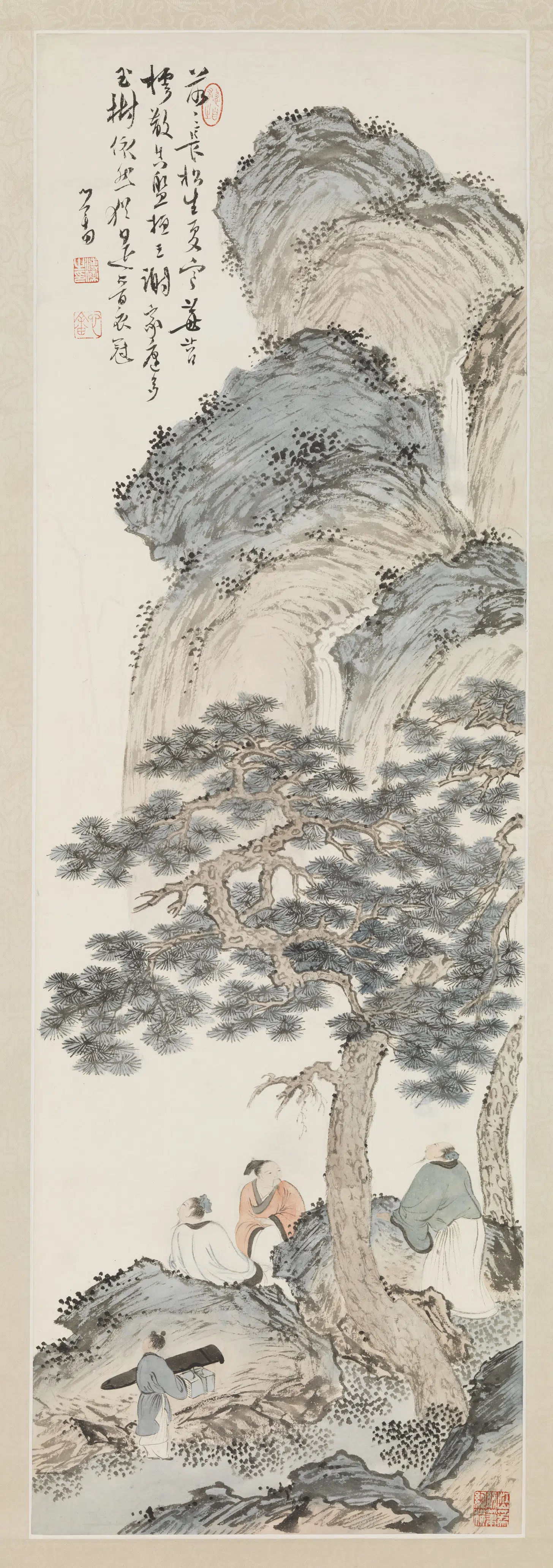 近现代【溥儒（溥心畬）】《山水四屏单片夏景》