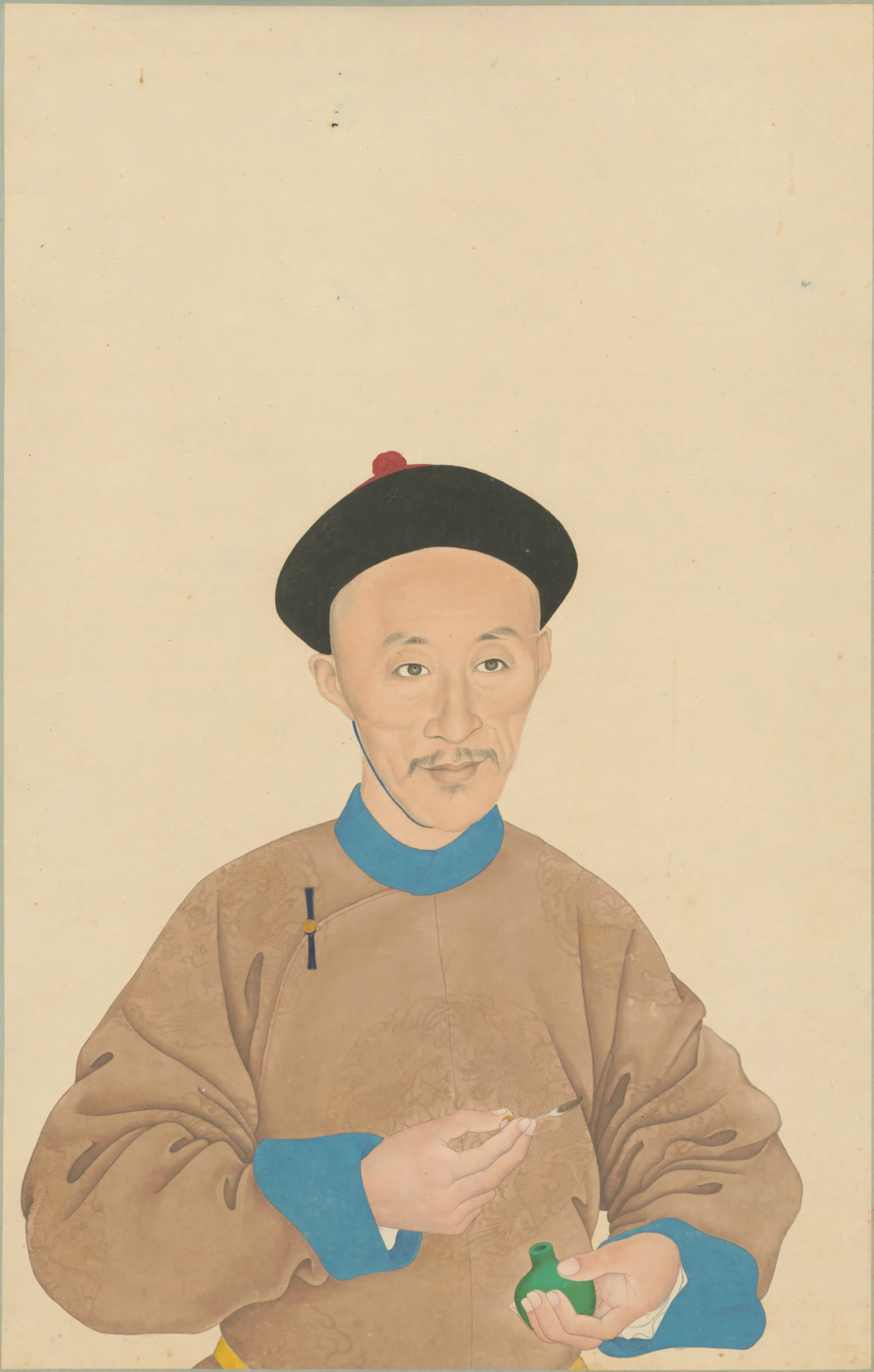 清代【爱新觉罗·旻（绵）宁-道光】《清人画旻宁半身常服像轴》
