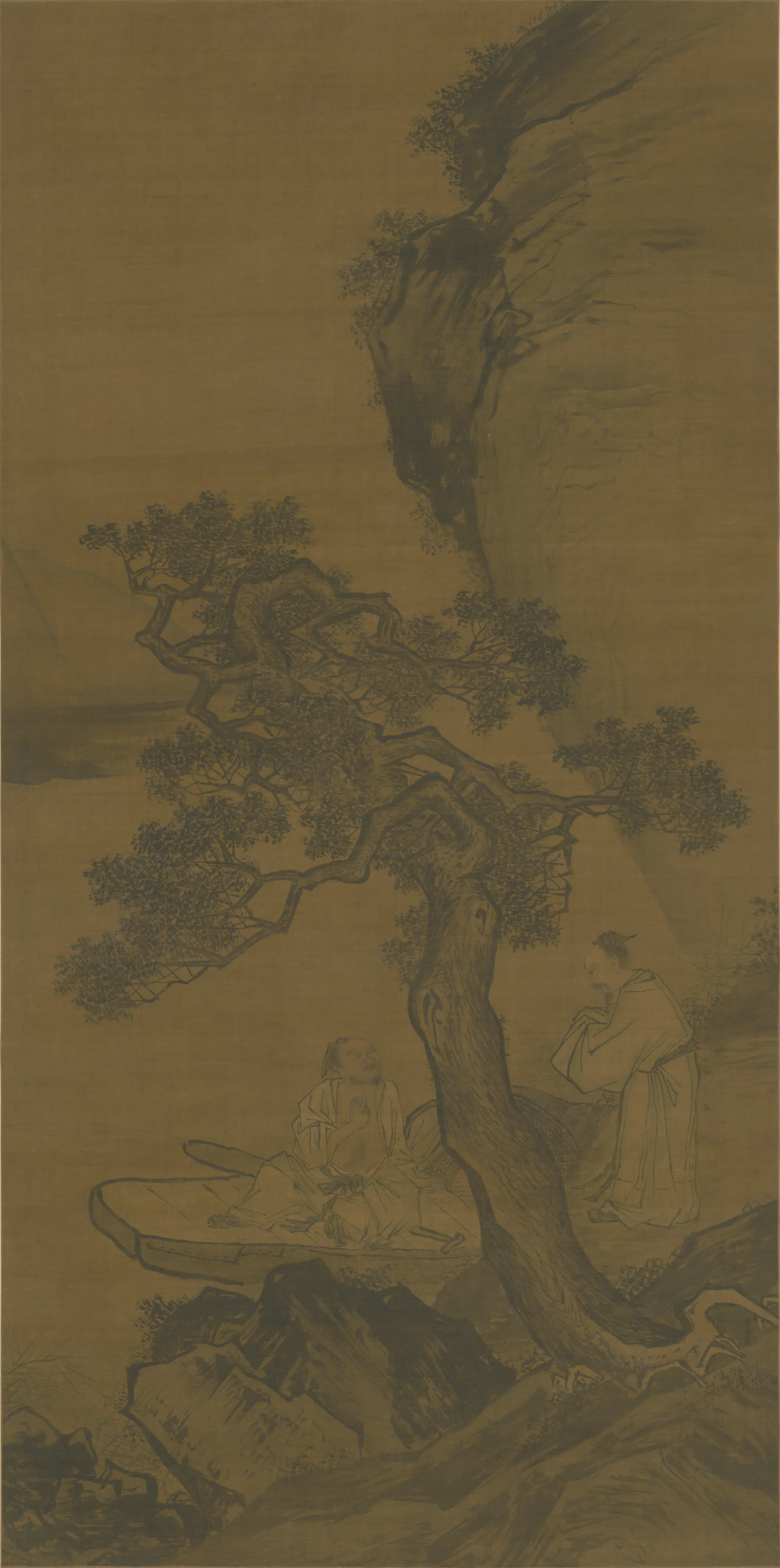 明朝【明人】《停舟问话图轴》 第1张 明朝【明人】《停舟问话图轴》 第1张