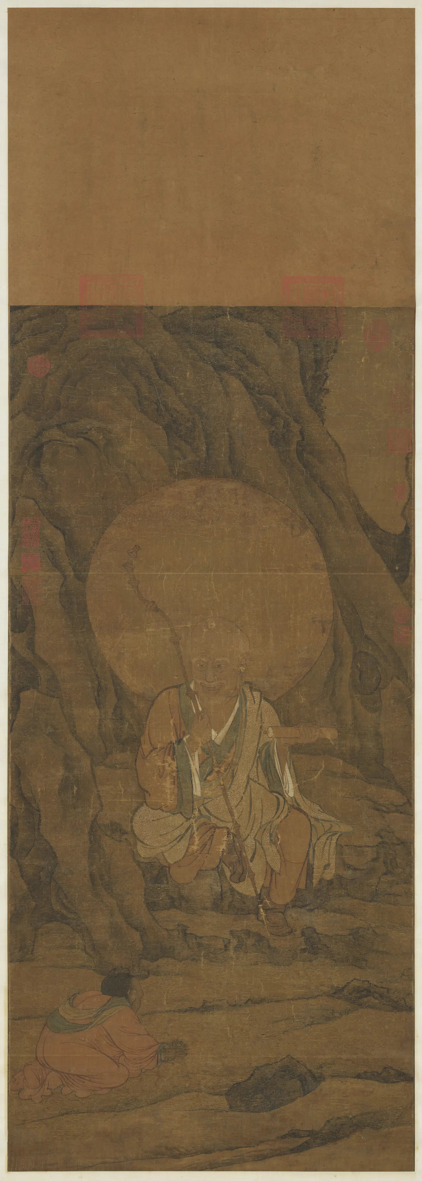 宋代《宋人画十六尊者（八）图轴》