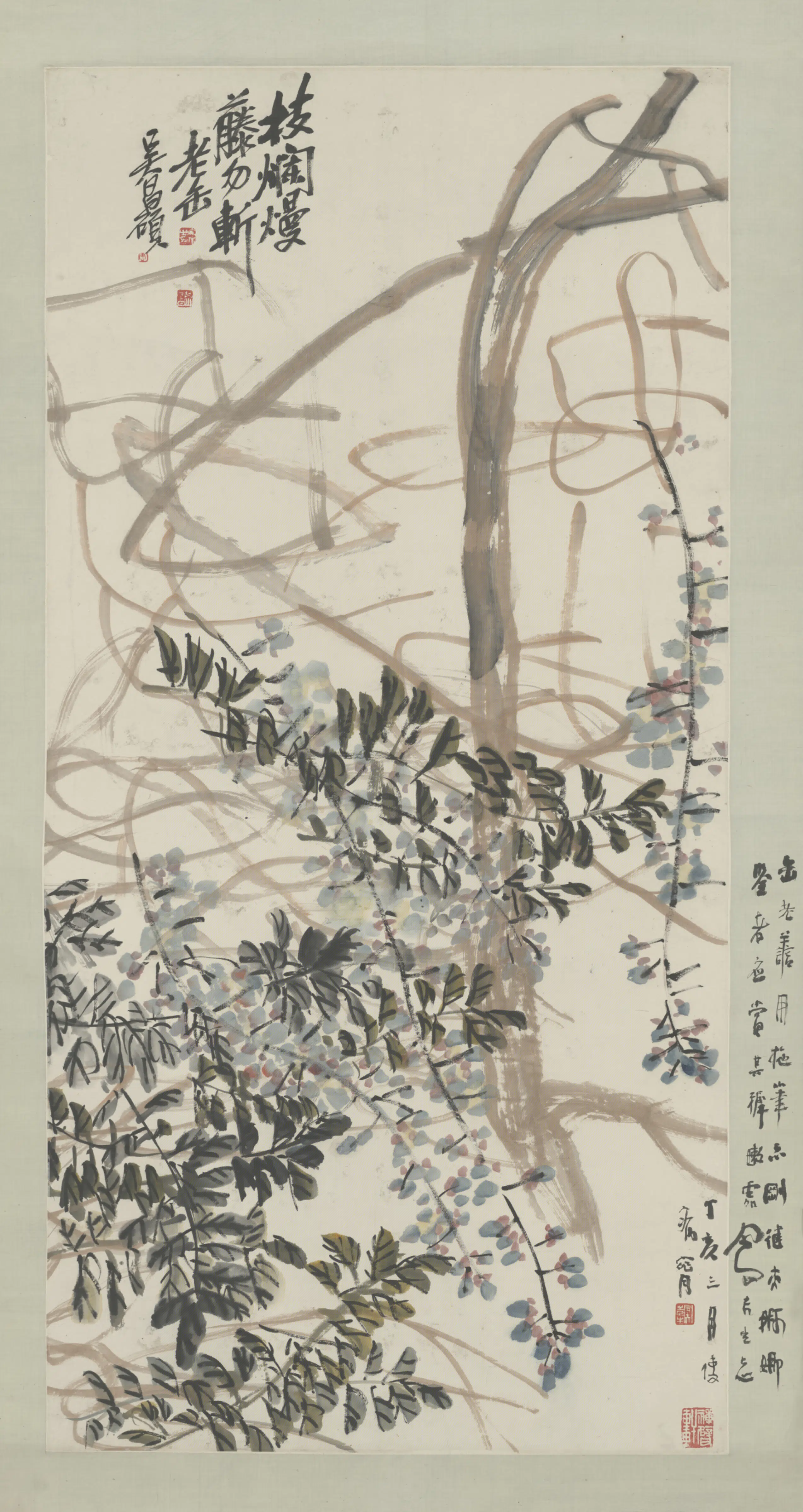 清代【吴俊卿】《藤萝图轴》