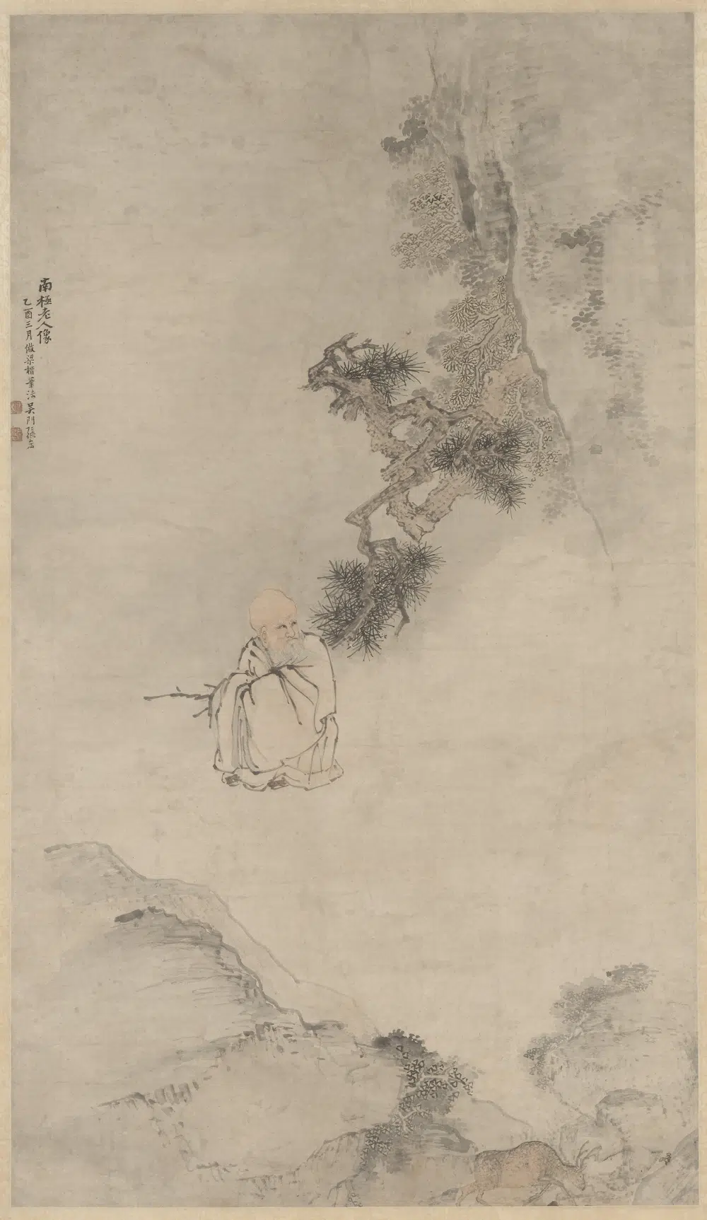 明朝【张宏】《南极老人像轴》
