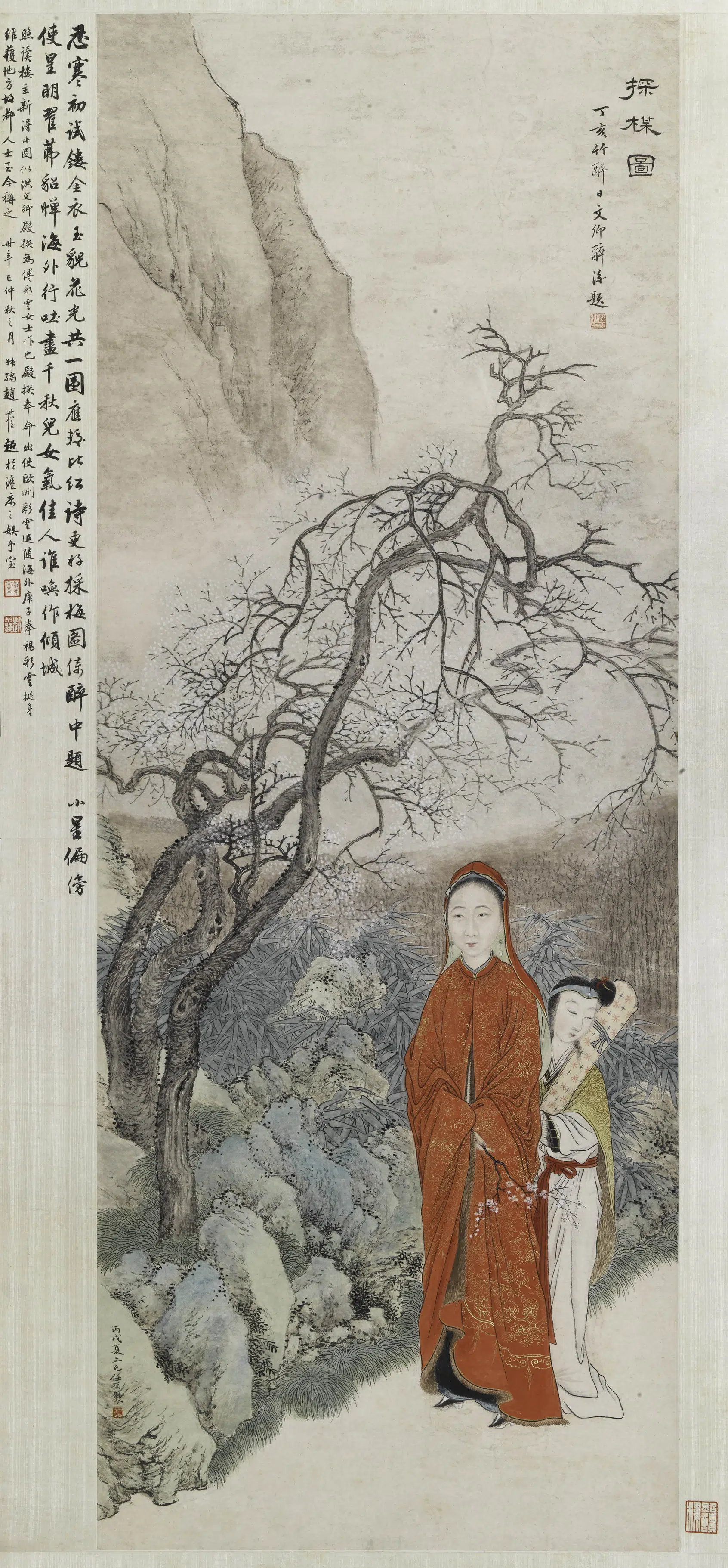 清代【任预】《探梅图轴》