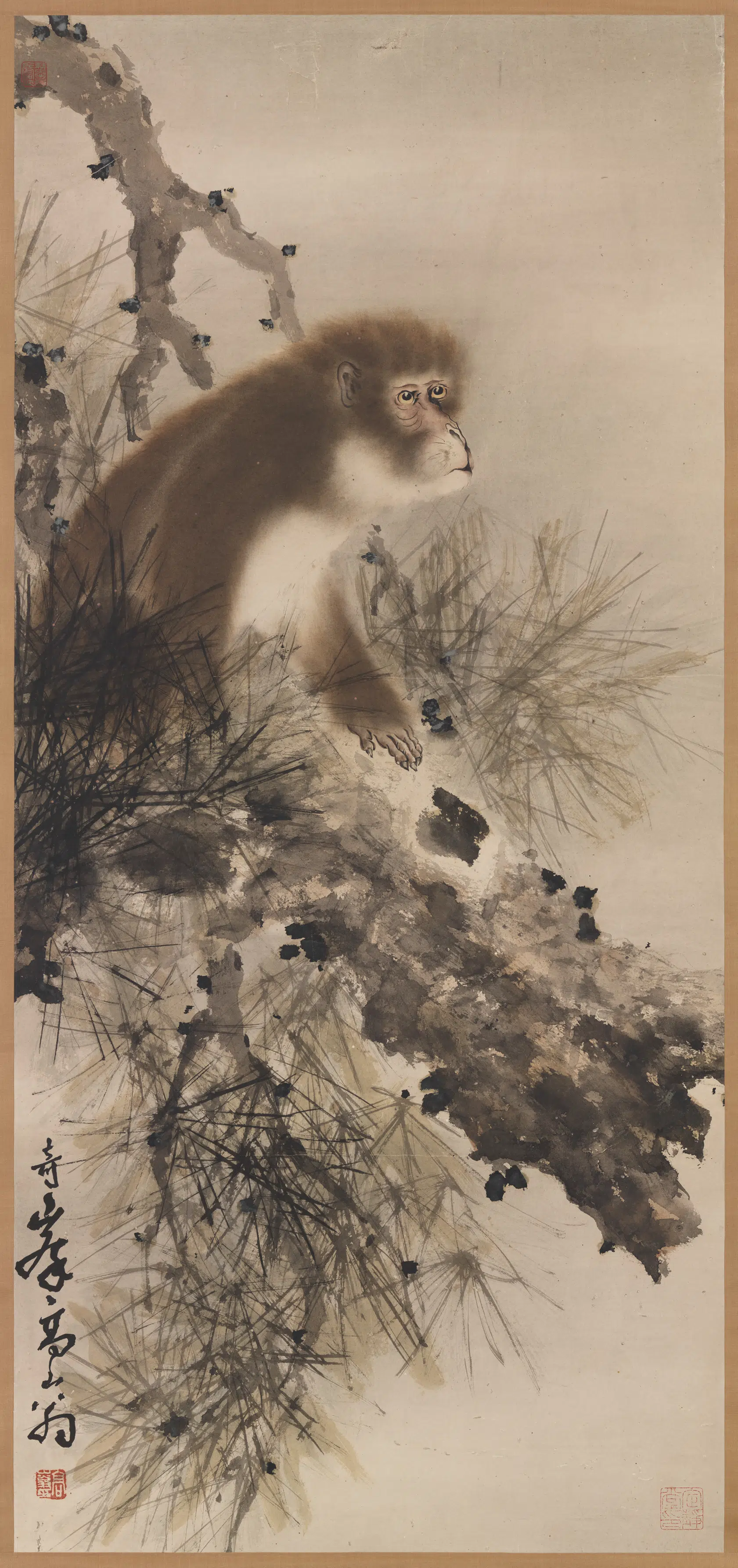 民国【高奇峰】《画猿图轴》