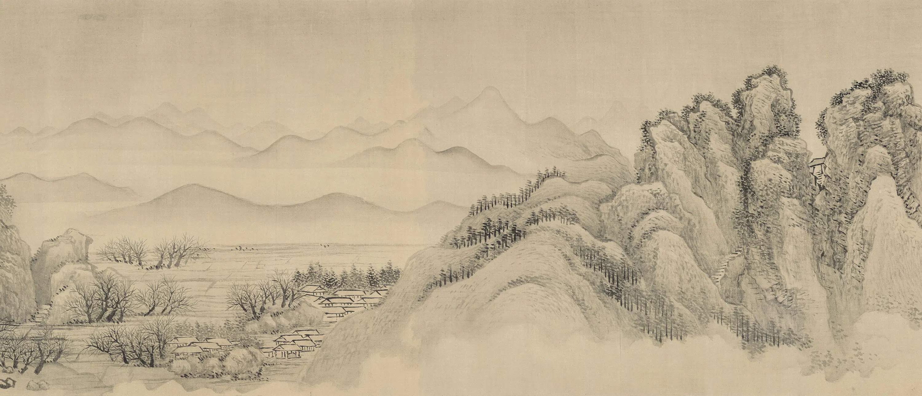 清代【王翚】《仿范宽溪山行旅图卷》 第3张 清代【王翚】《仿范宽溪山行旅图卷》 第3张