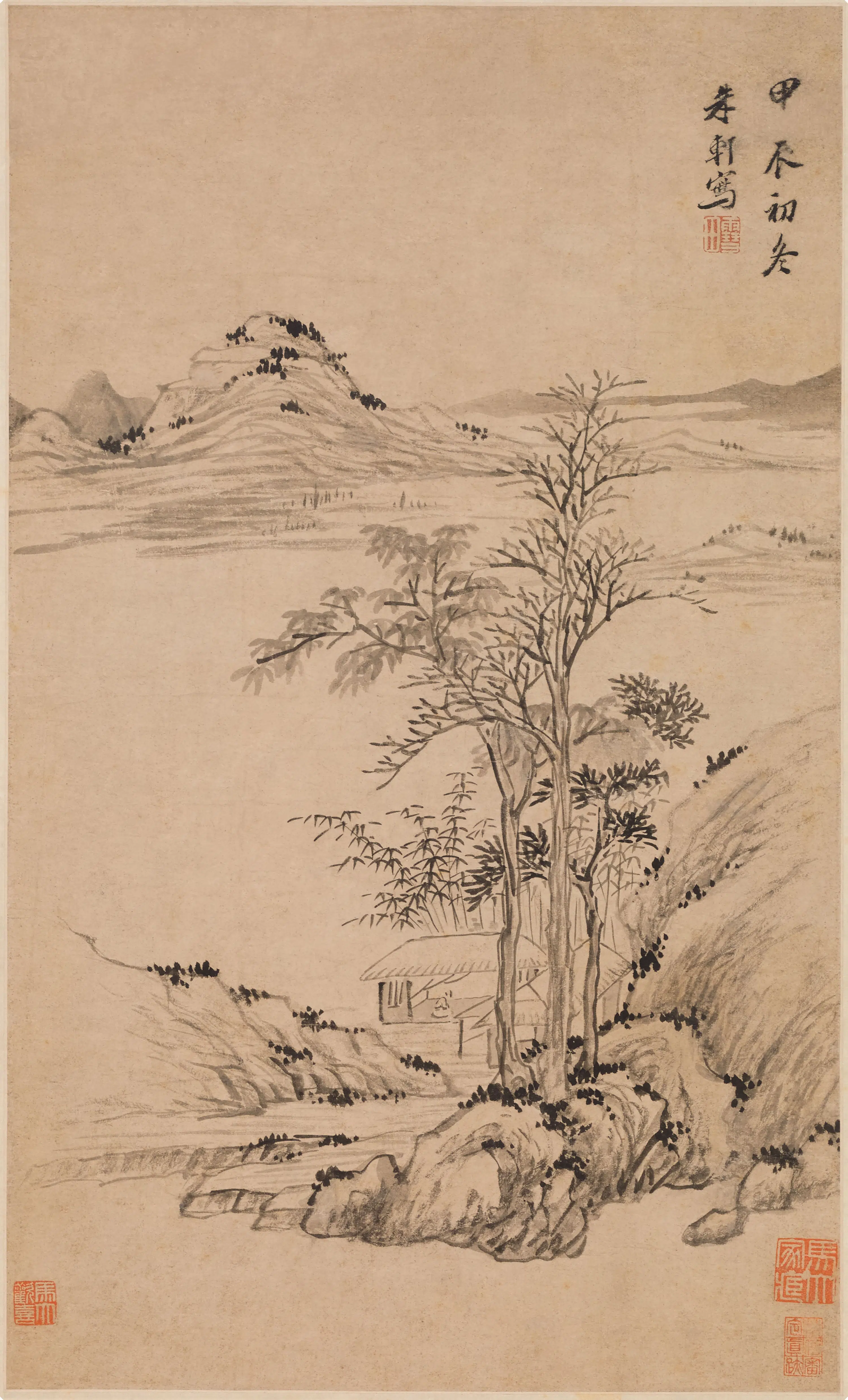 清代【朱轩】《山水图轴》