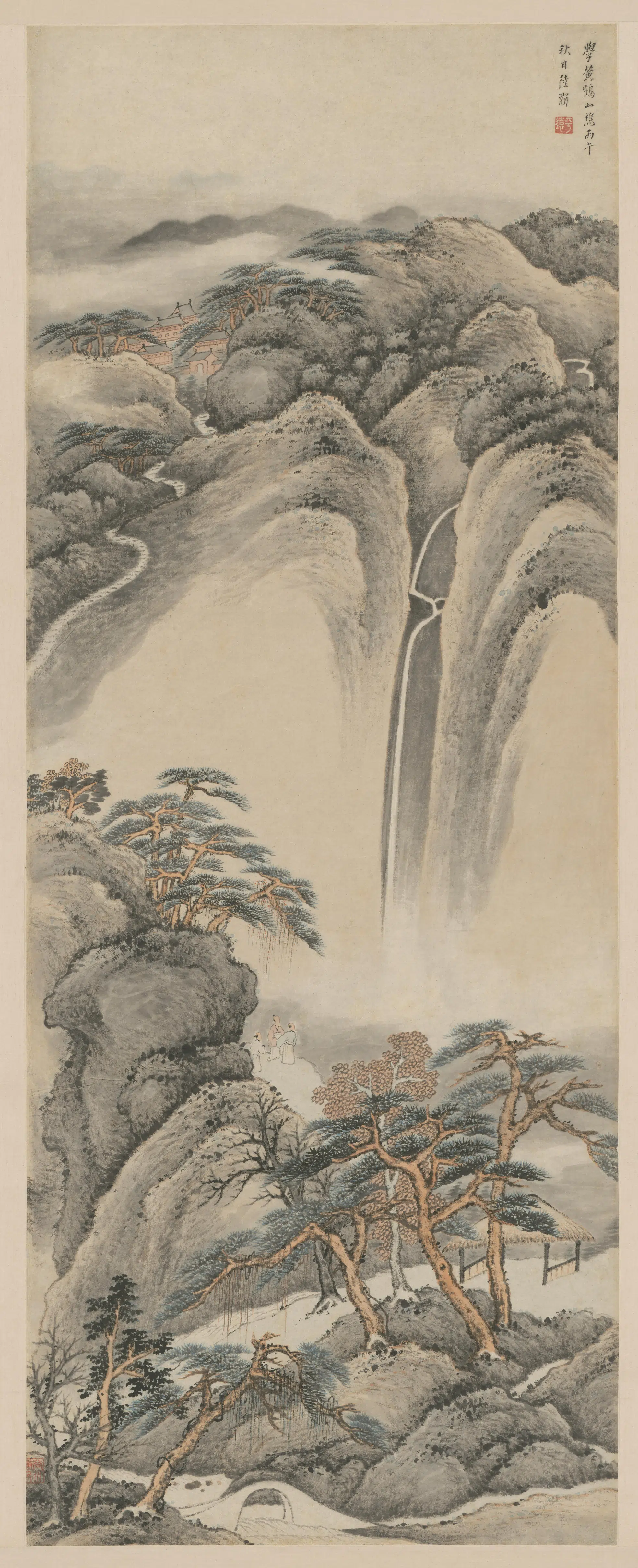 元朝【王蒙】《陆灏仿王蒙山水轴》