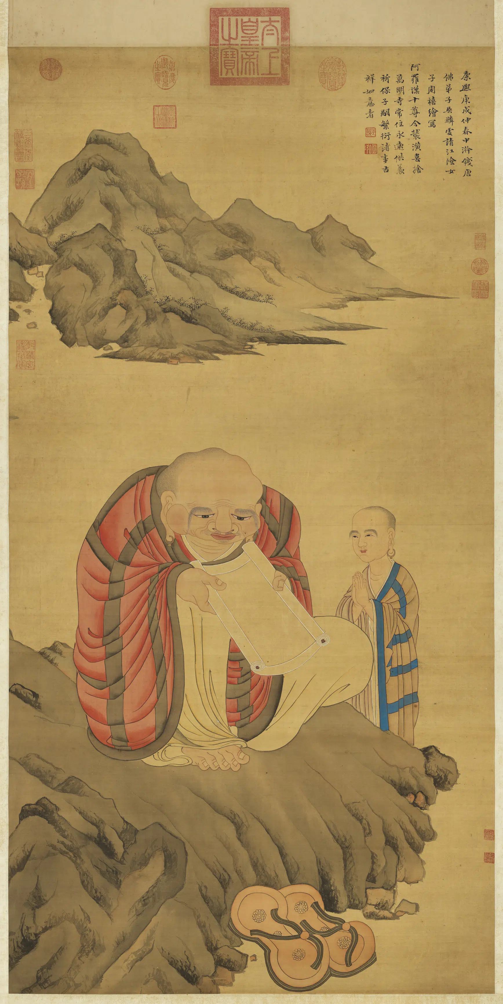 清代【周禧】《画罗汉（甲）图轴》