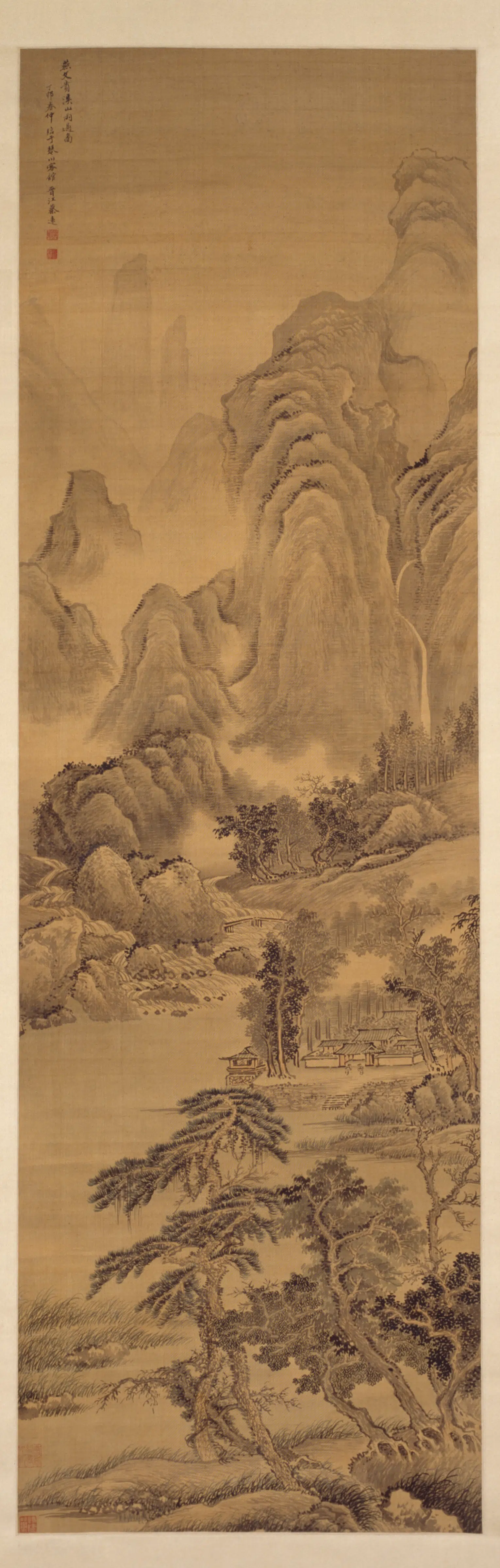 宋代【燕文贵】《蔡远临燕文贵溪山雨过图轴》