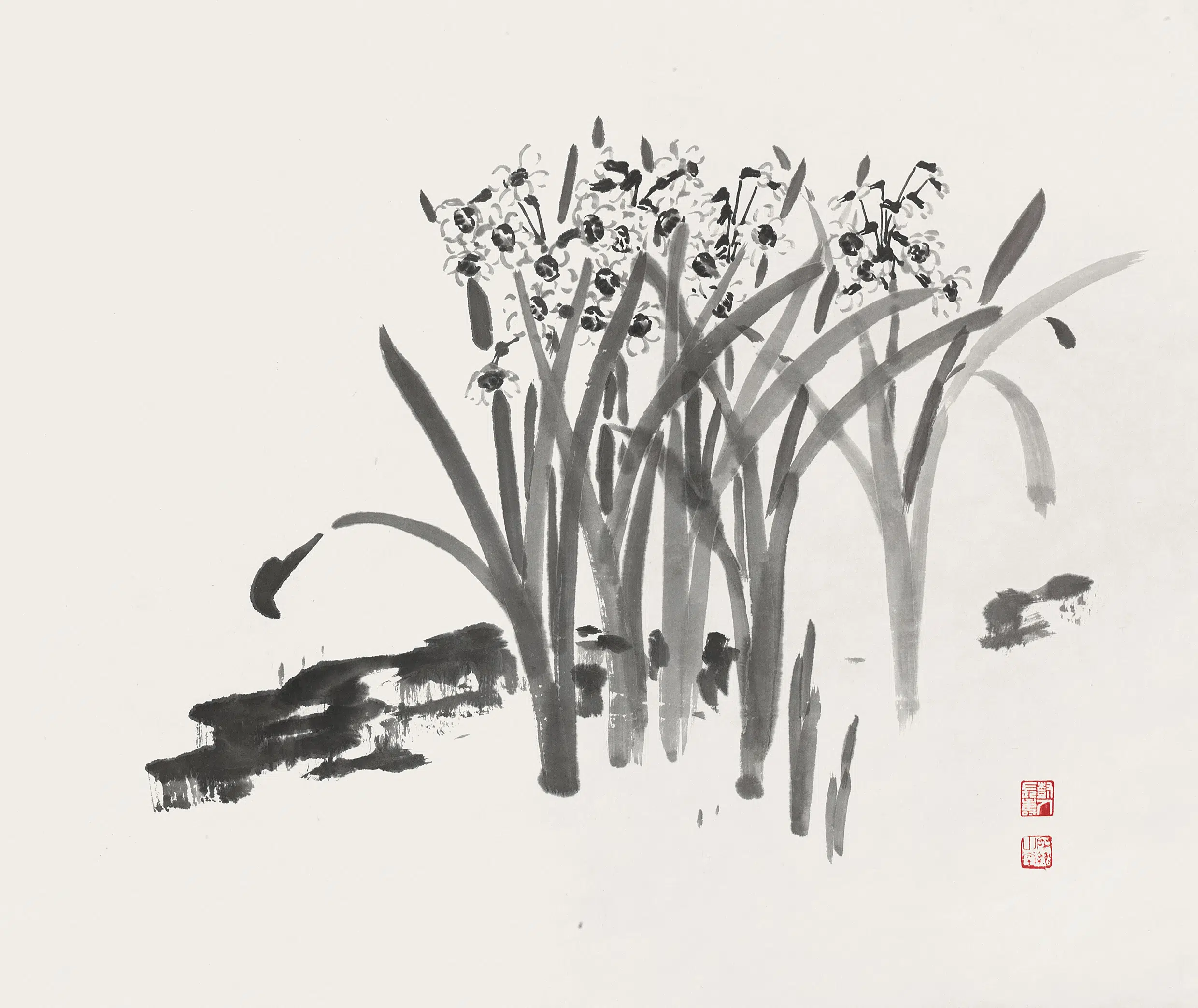近代【陈树人】《墨水仙轴-2》