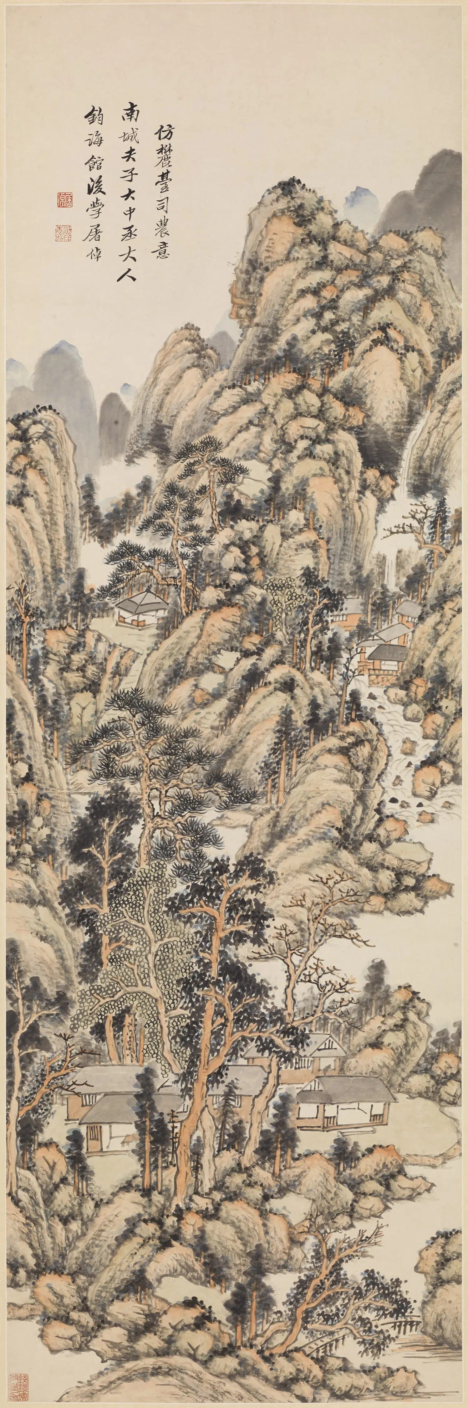清代【屠倬】《仿麓台山水图轴》