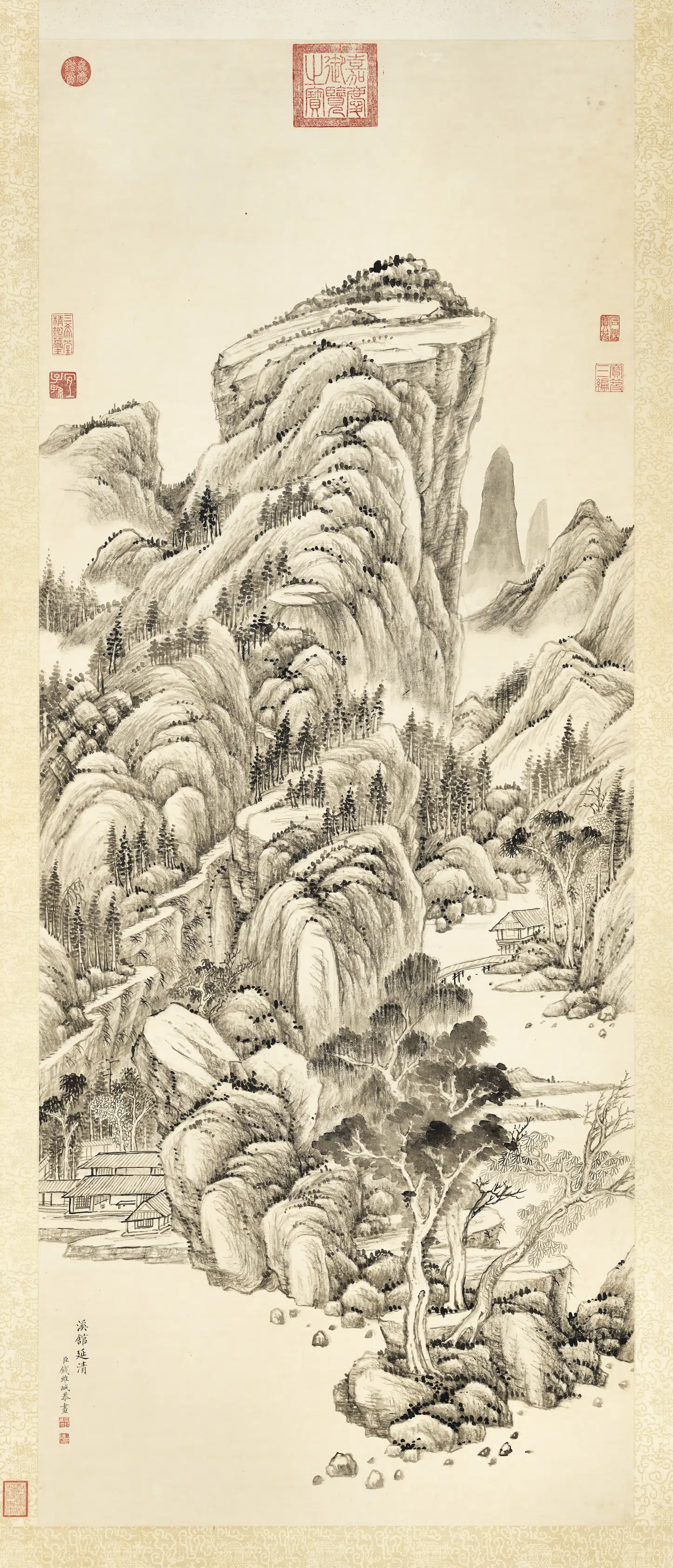 清代【钱维城】《山水图轴》