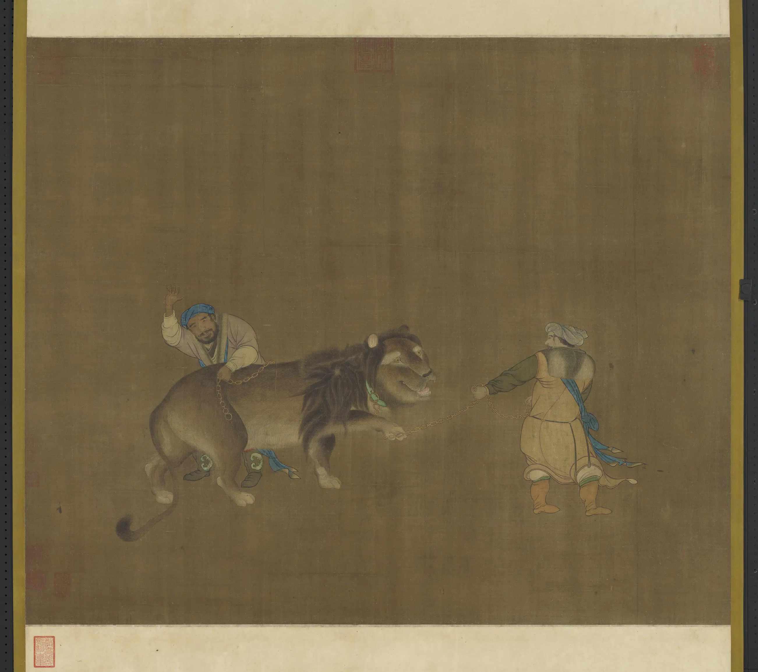 元代《元人画贡獒图轴》
