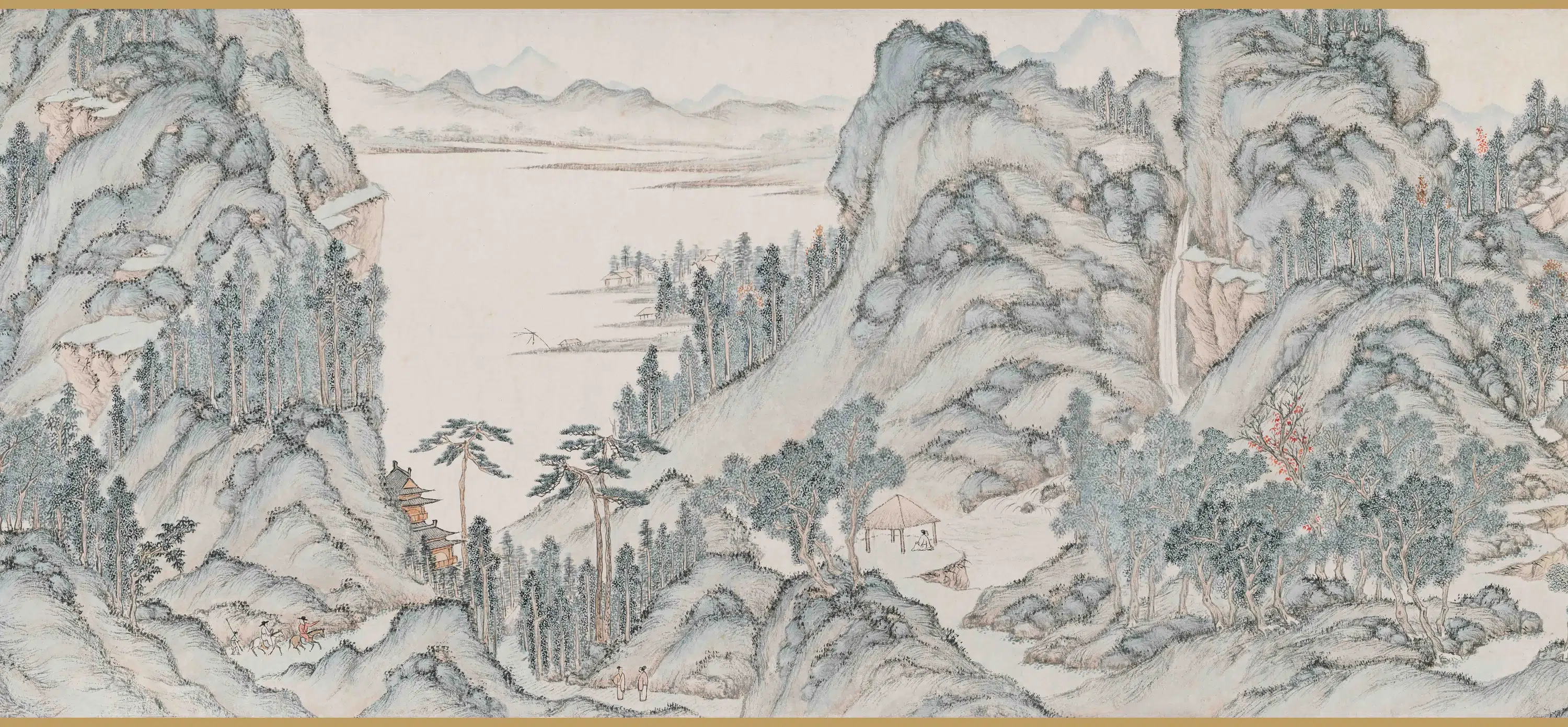 明朝【文伯仁】《秋山游览图卷》 第4张