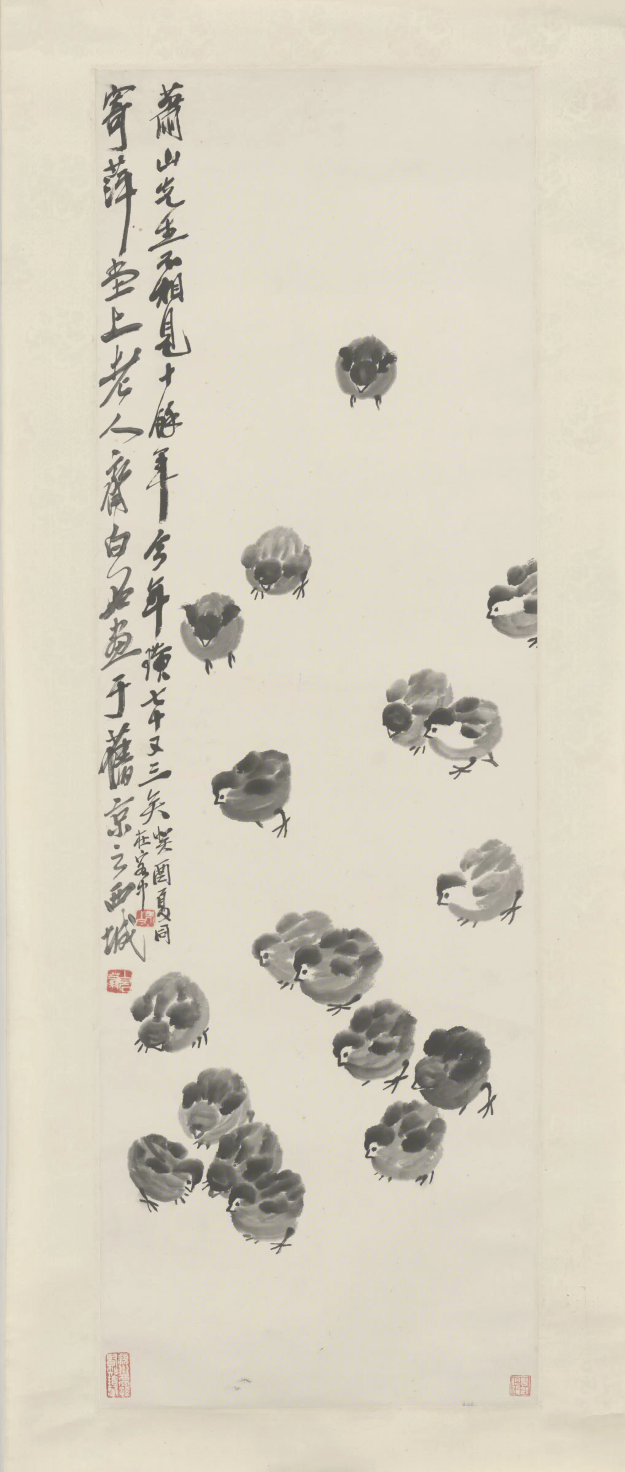 近现代【齐白石】《雏鸡图轴-2》