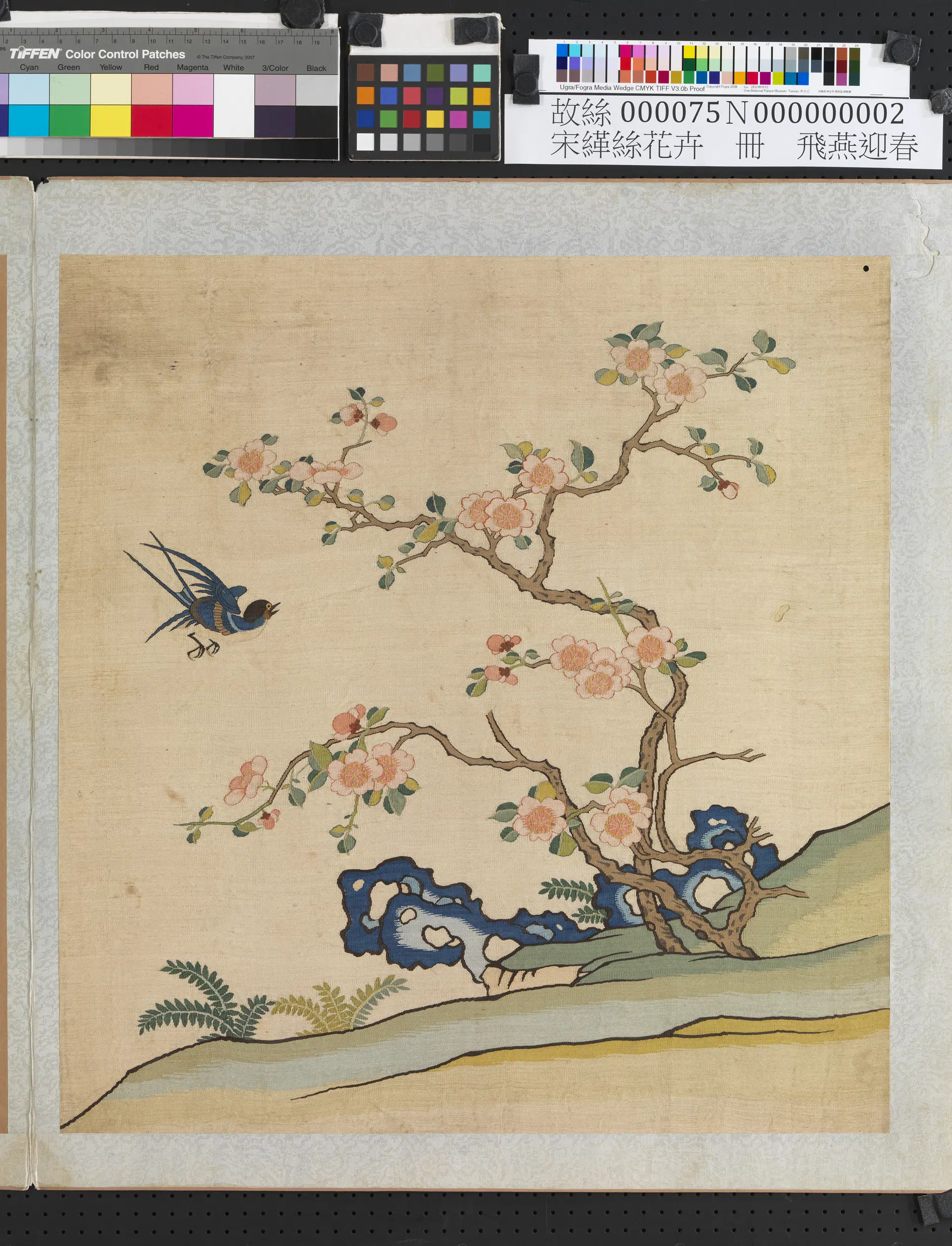 清朝【佚名】《刻丝花卉册-飞燕迎春》 第1张 清朝【佚名】《刻丝花卉册-飞燕迎春》 第1张