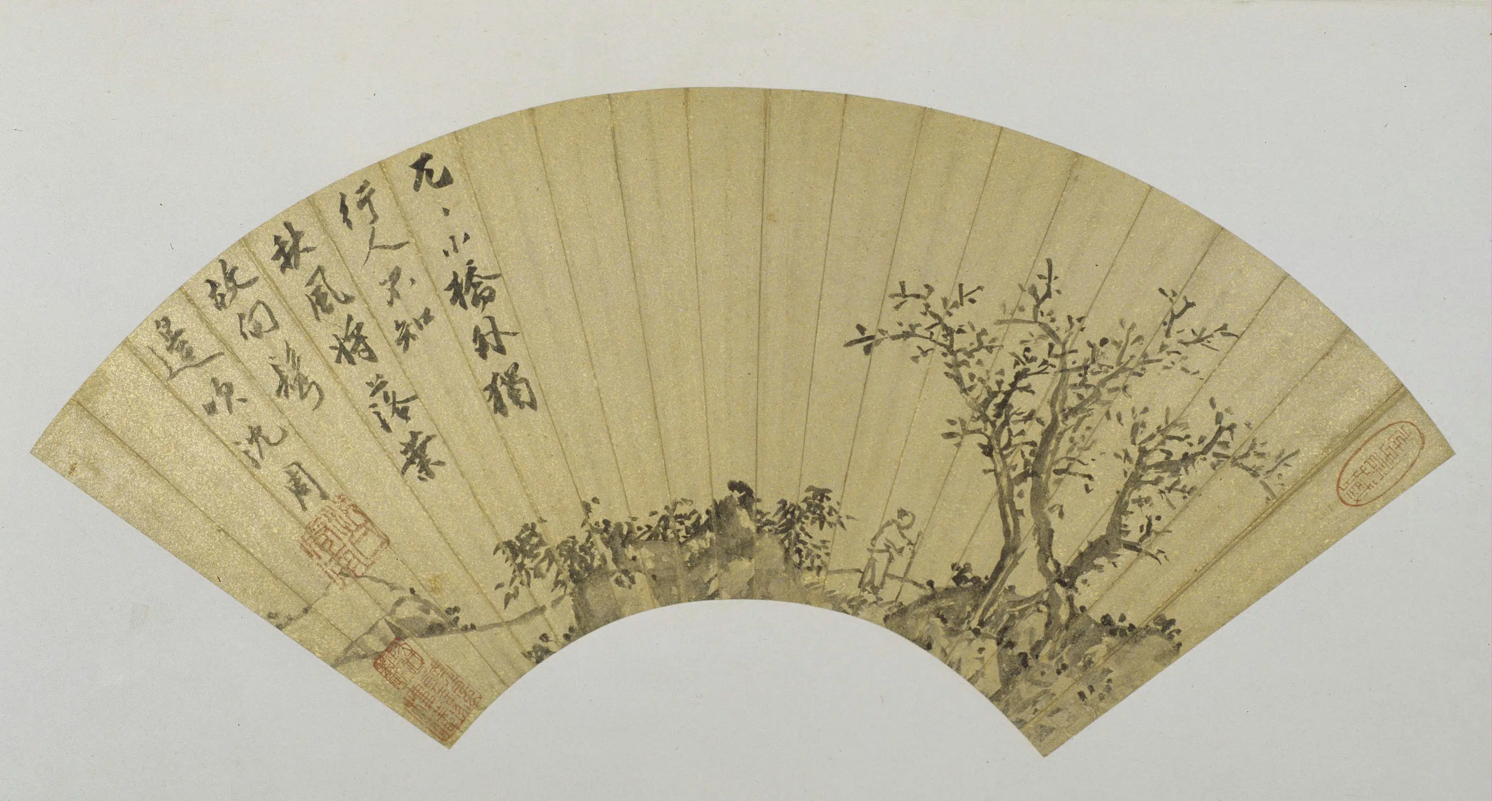 明朝【沈周】《《秋林图》扇页》