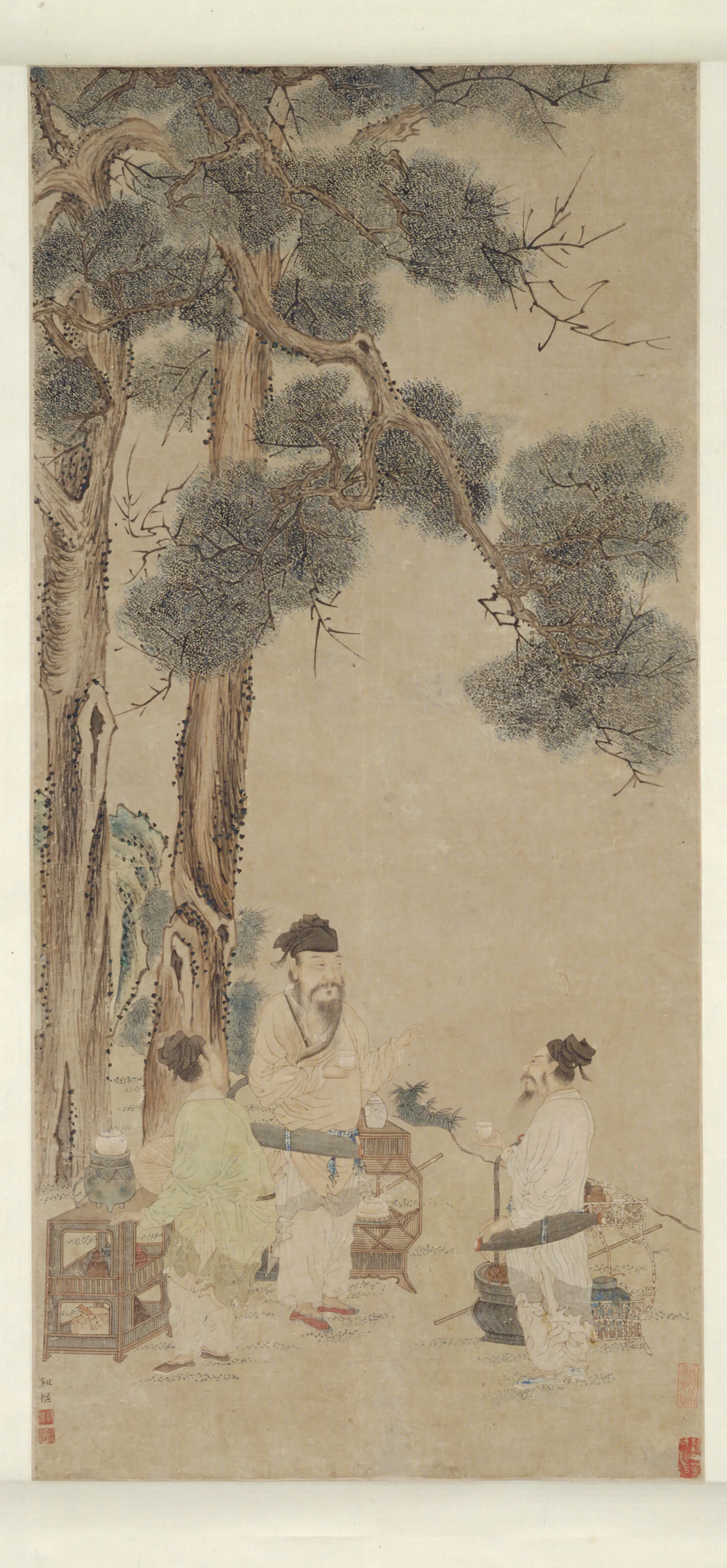 清代【钮枢】《柏荫试茶轴》