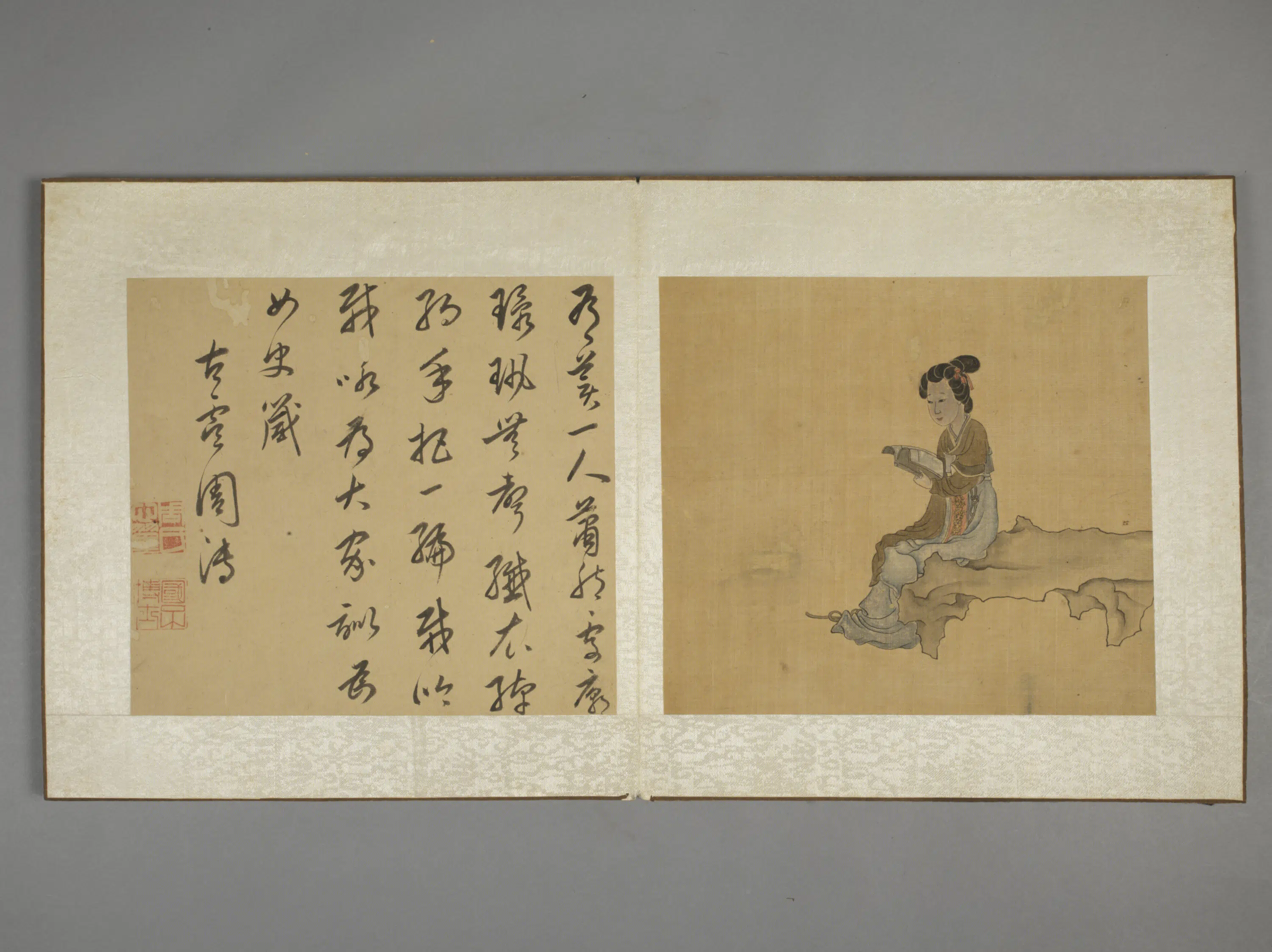 清代【陈字】《花卉人物册（10开）》 第4张