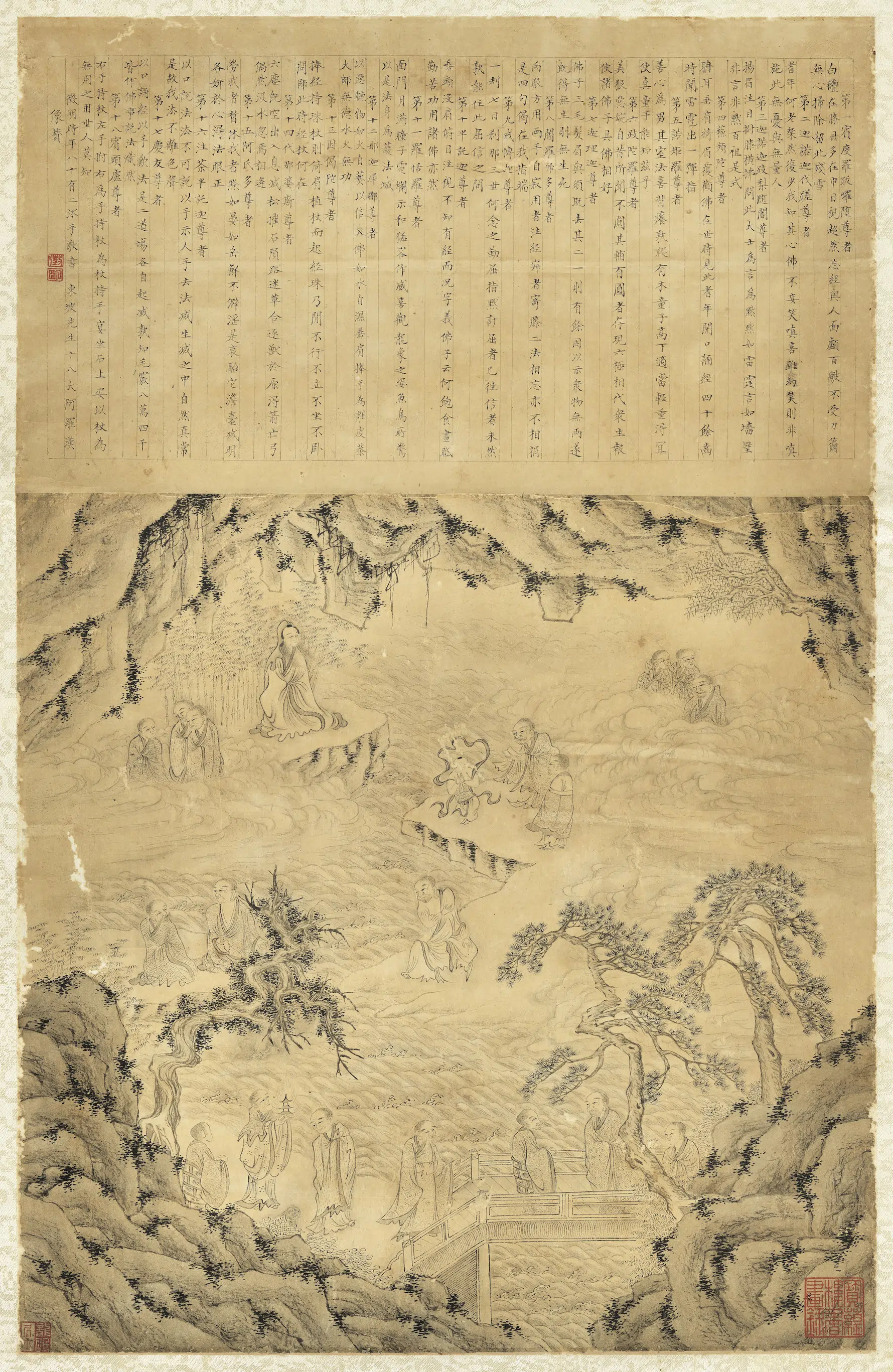 北宋【李公麟】《大士十八阿罗汉图图轴》 第1张