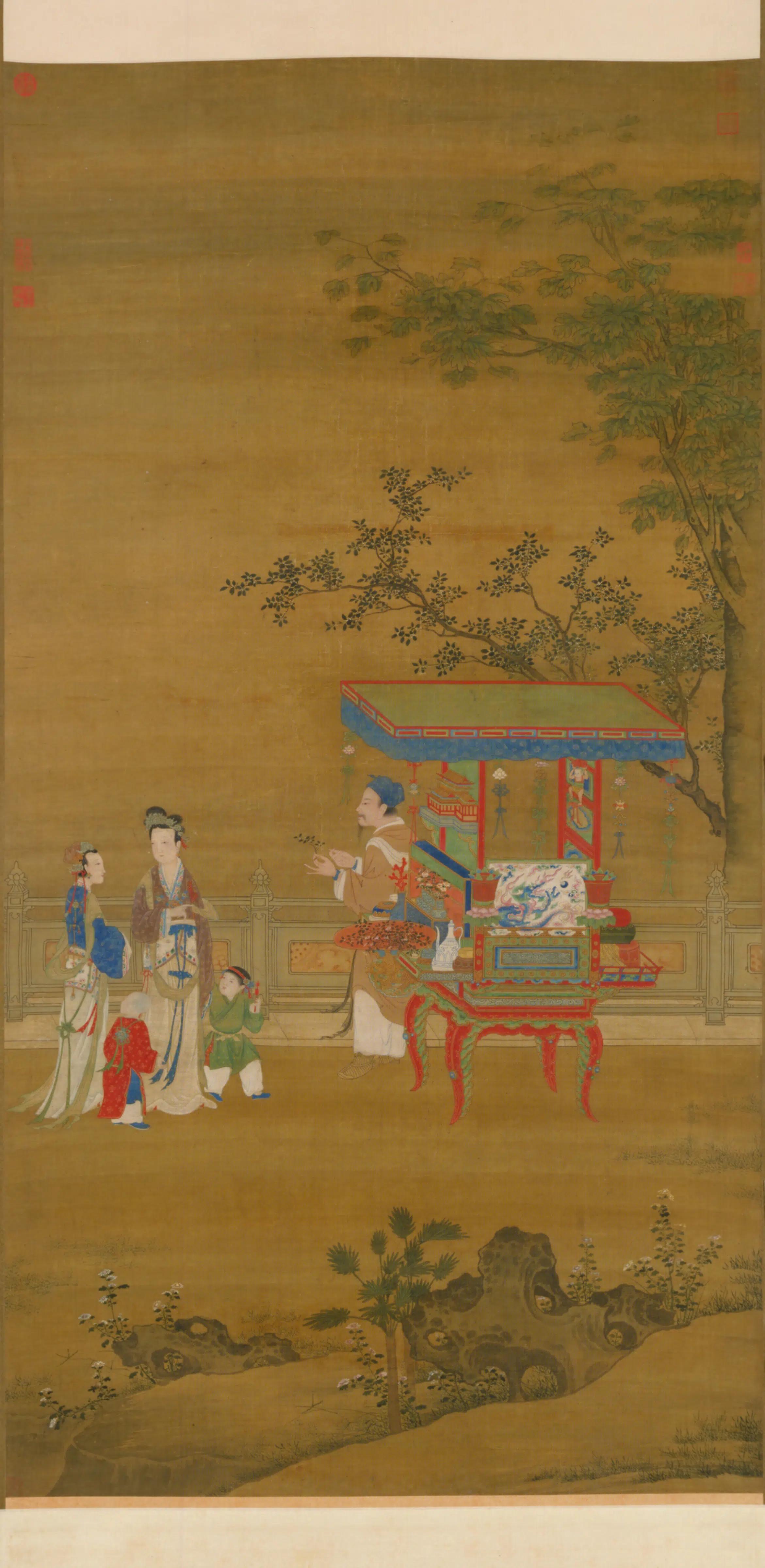 明朝【明人】《秋景货郎图轴》 第1张