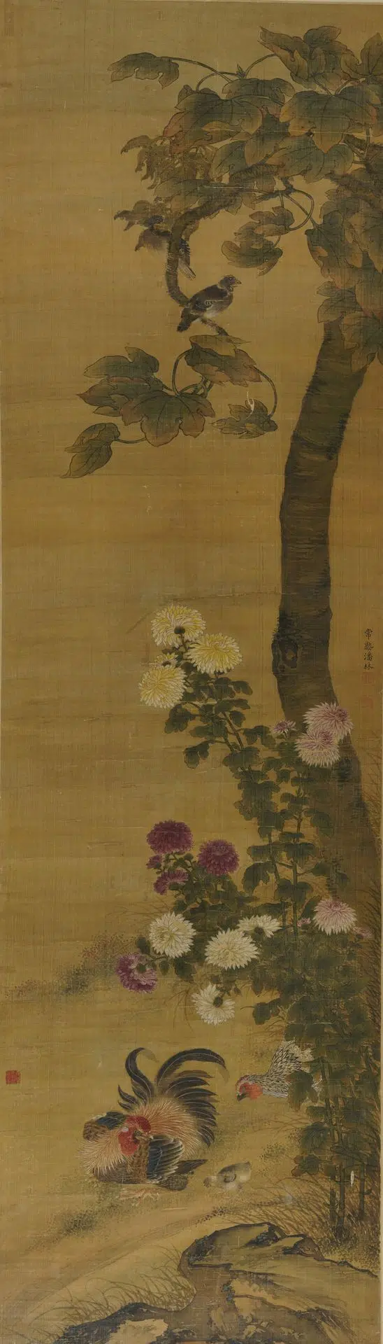 清代【潘林】《设色花鸟轴》 第1张 清代【潘林】《设色花鸟轴》 第1张
