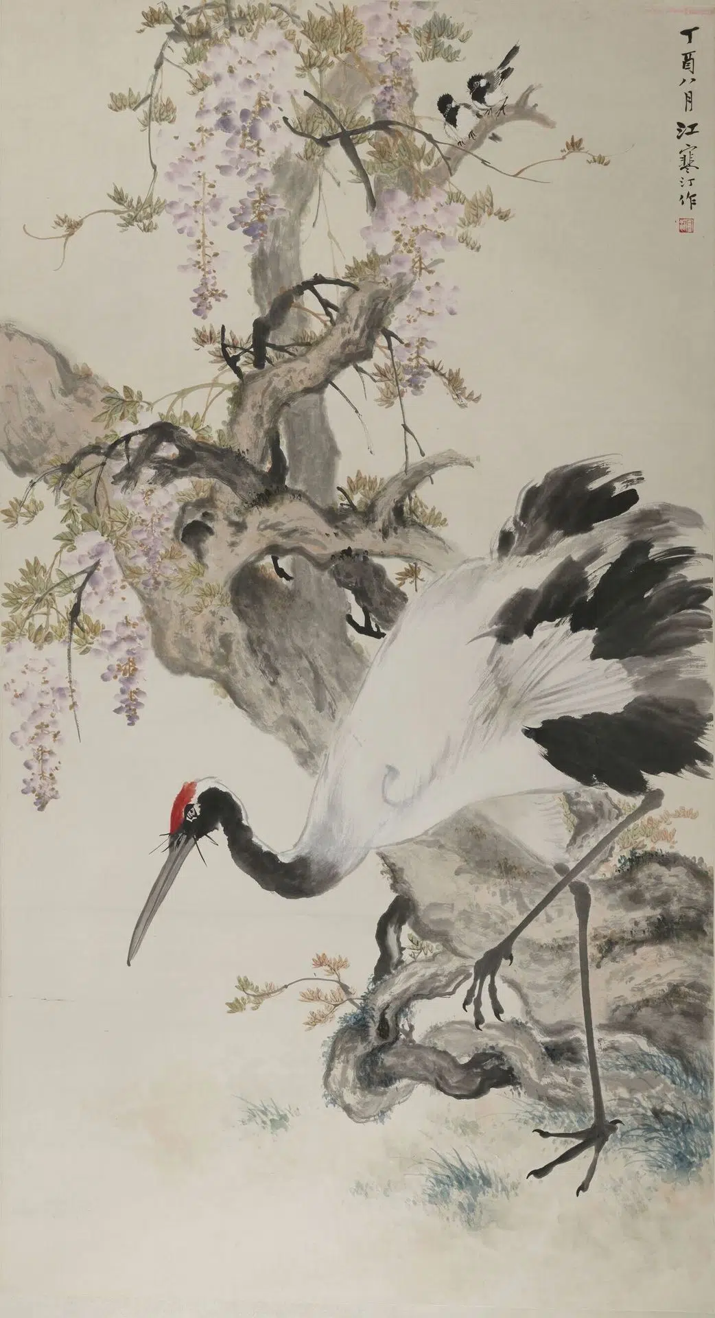 近现代【江寒汀】《花鸟轴-2》