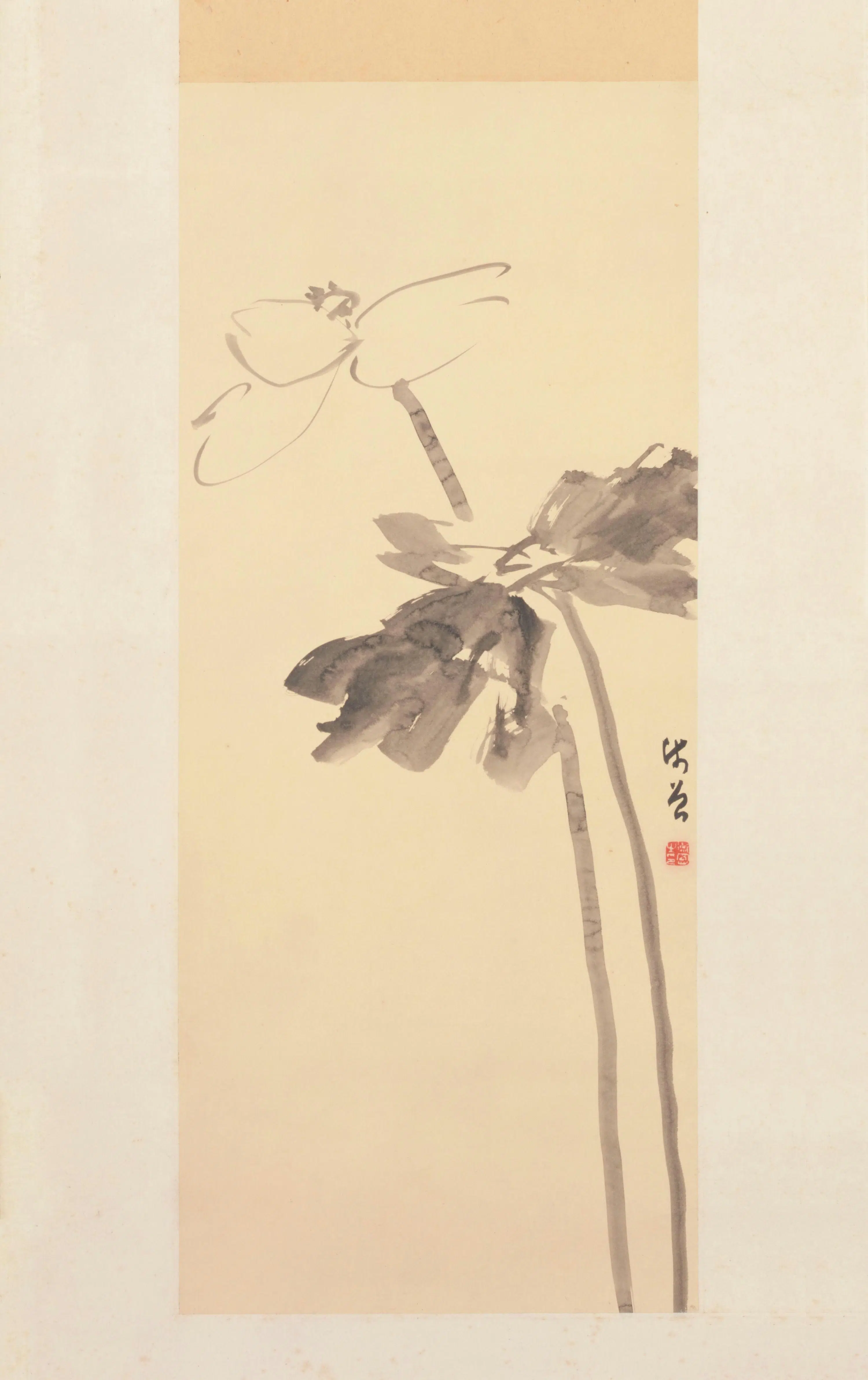近现代【陈师曾】《墨荷图轴-1》