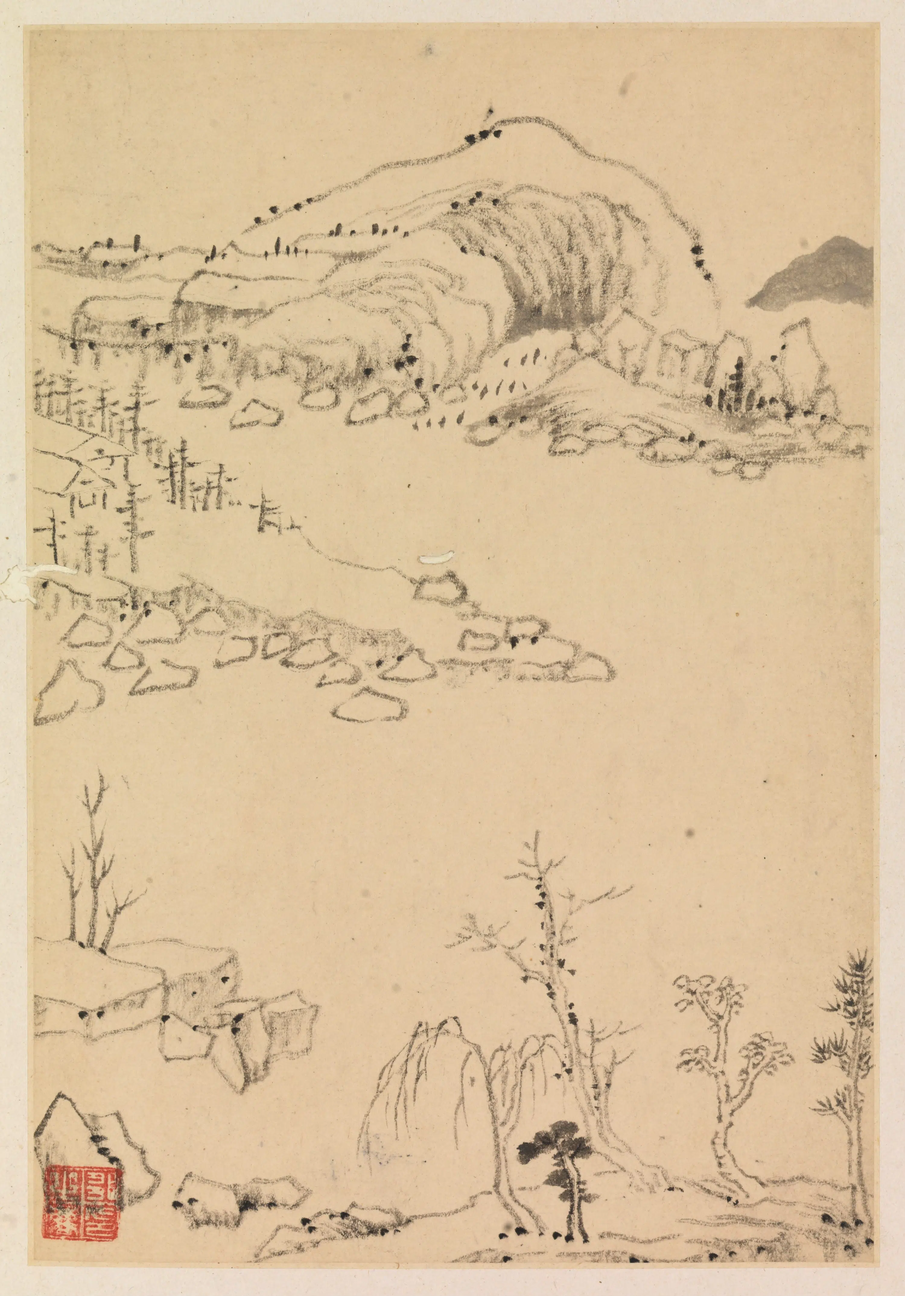 明代【邹之麟】《仿古六则山水册》 第4张 明代【邹之麟】《仿古六则山水册》 第4张