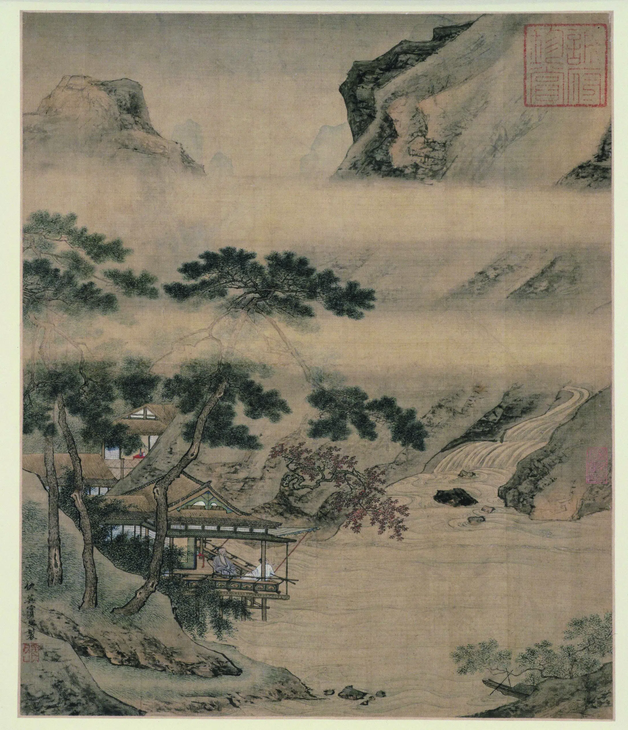 明朝【仇英】《临溪水阁图页》