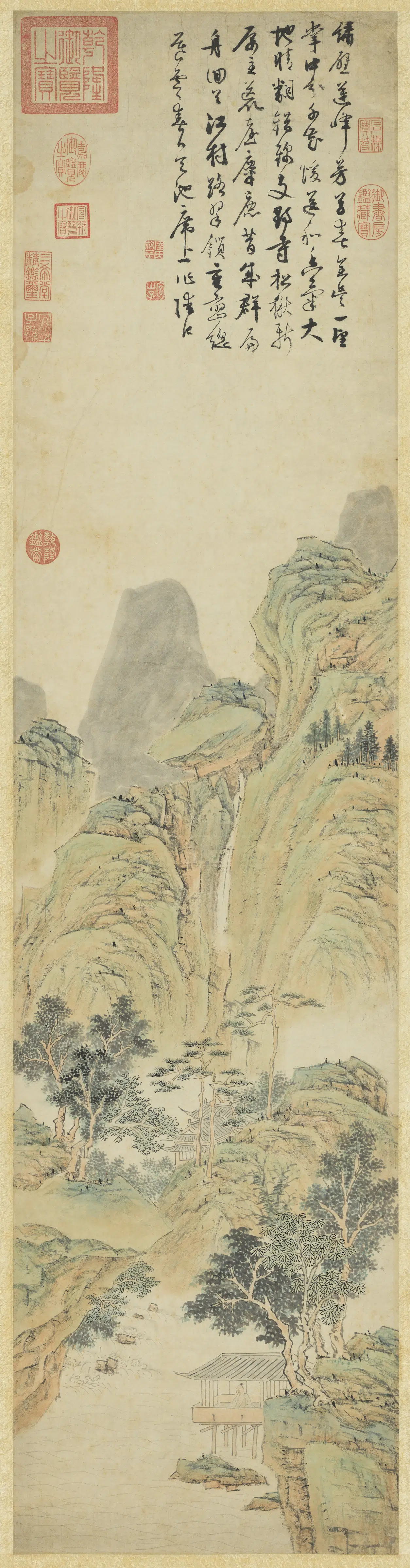 明代【陆治】《绣壁莲峰图轴》