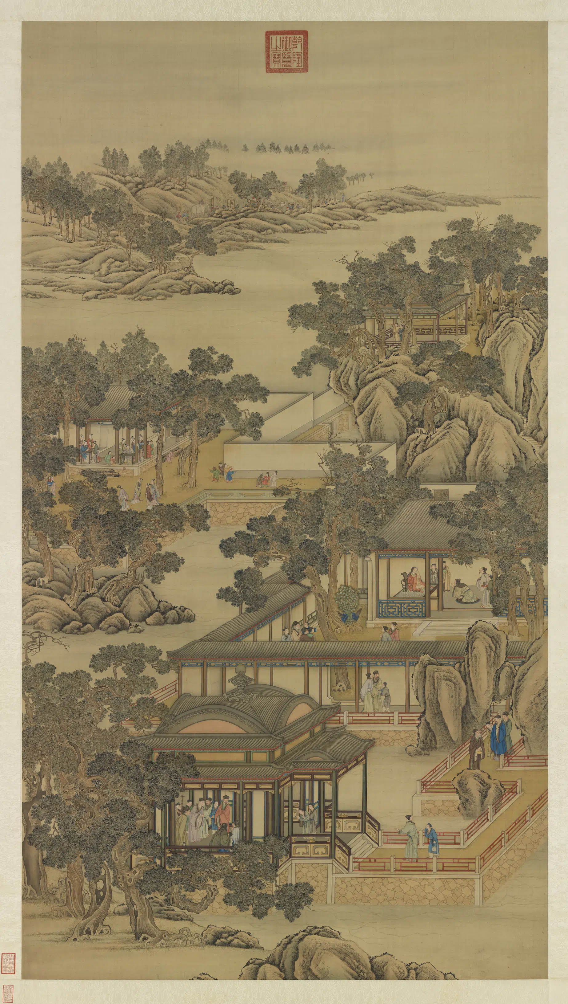清代《画院画十二月月令图十一月图轴》
