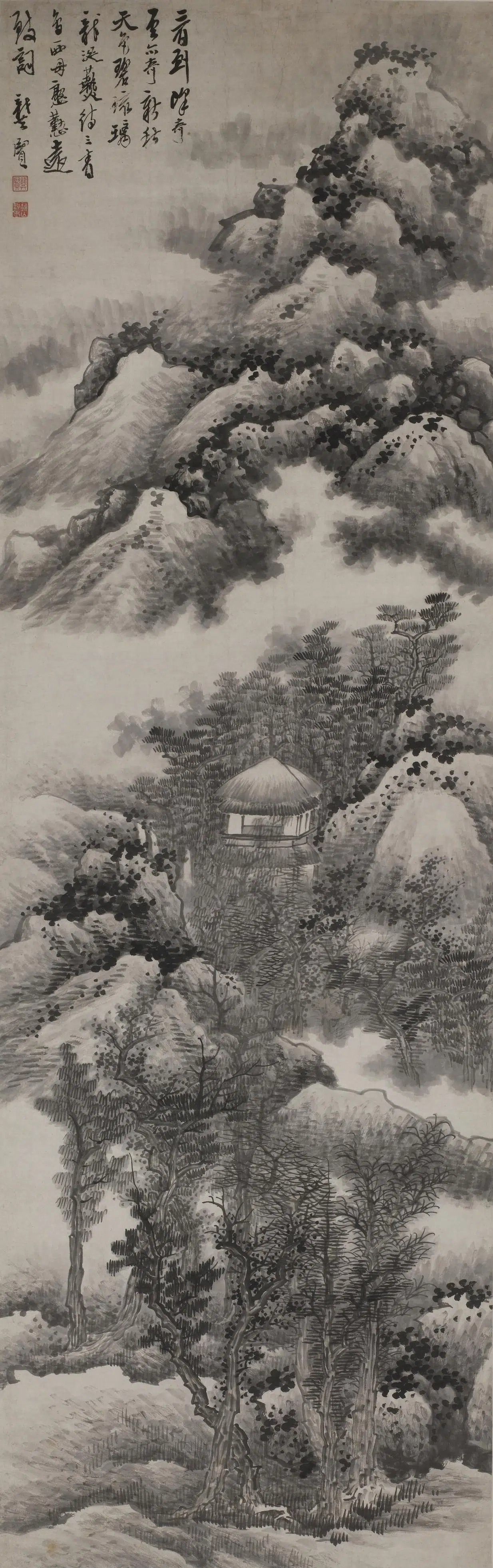 清代【龚贤】《奇峰秋云图轴》