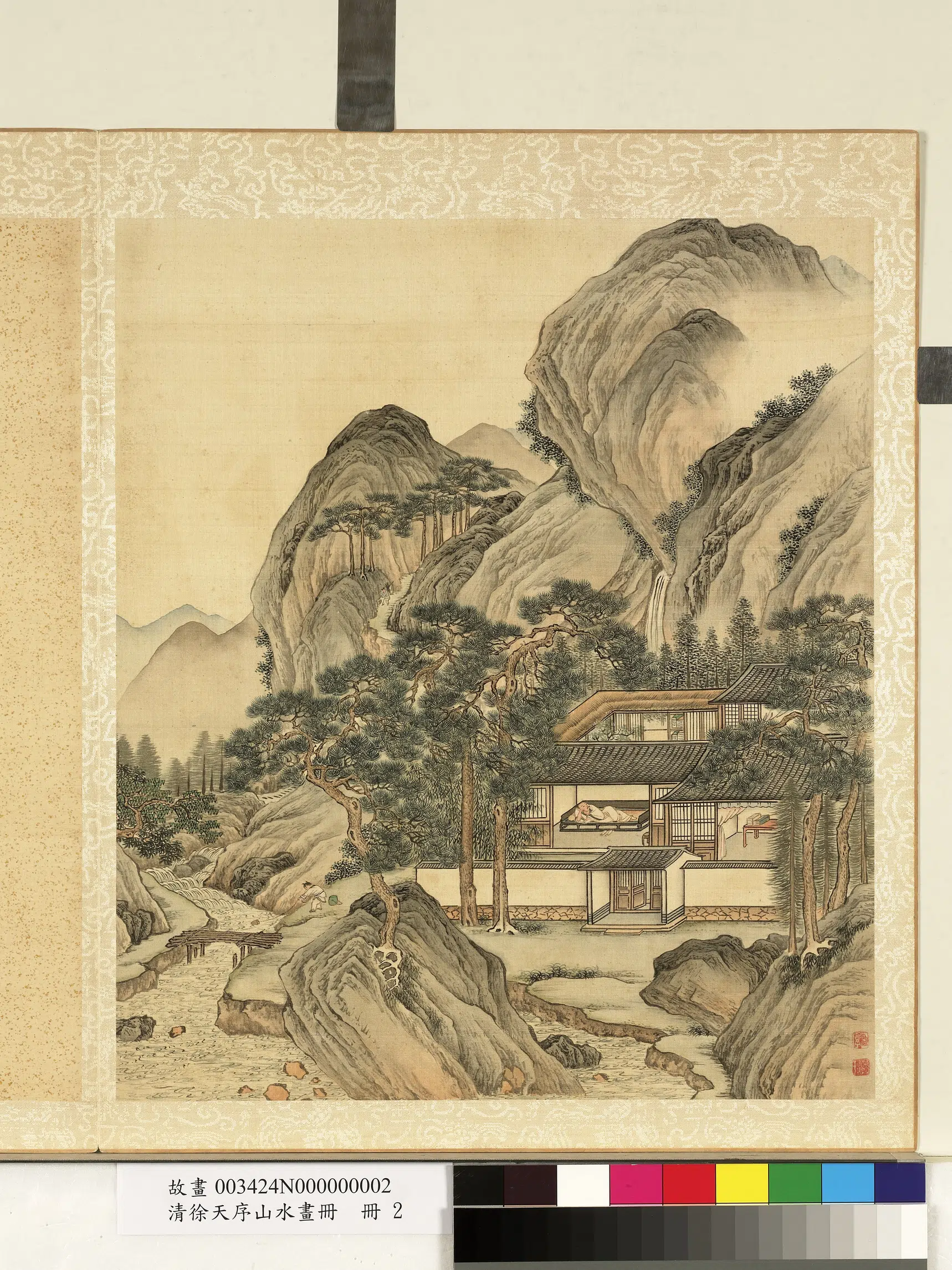 清代【徐天序】《山水画册-榻上小憩》