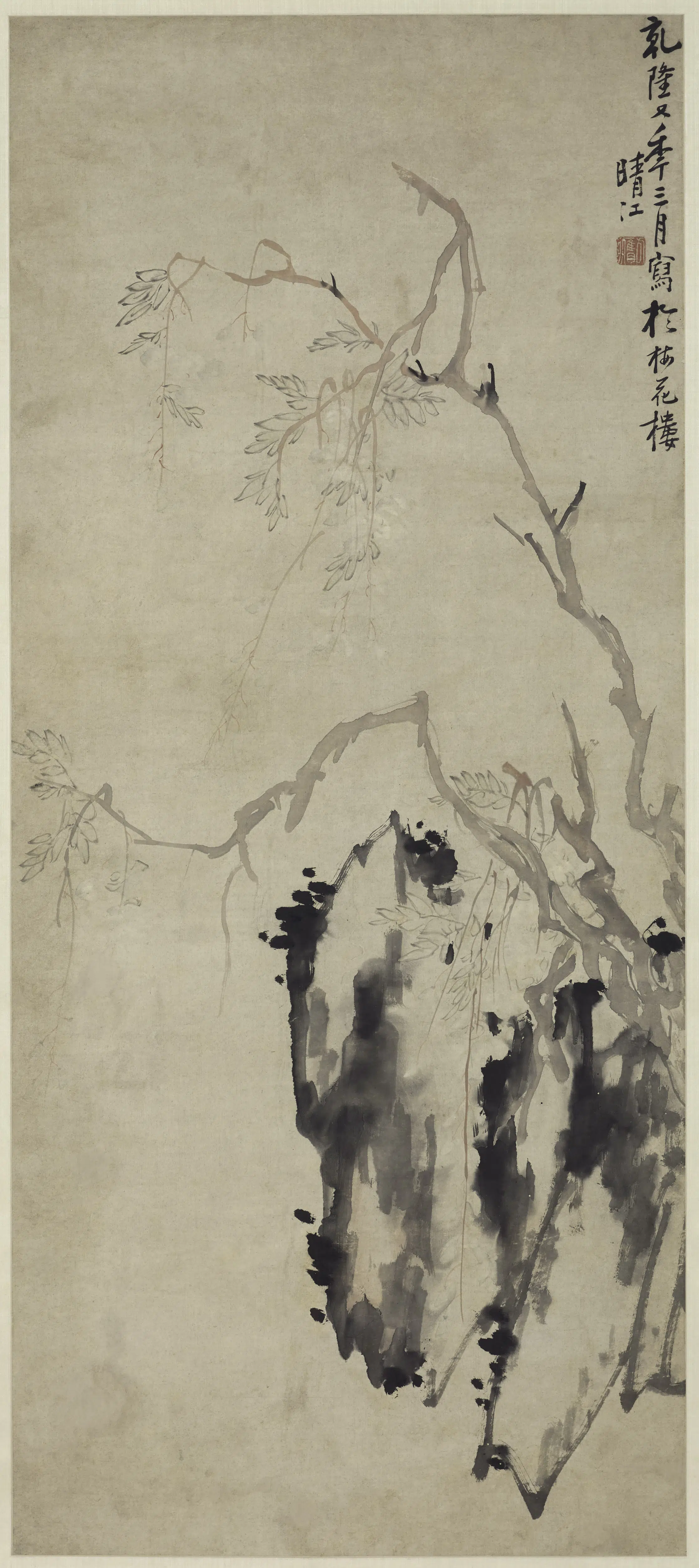 清代【李方膺】《藤石图轴》