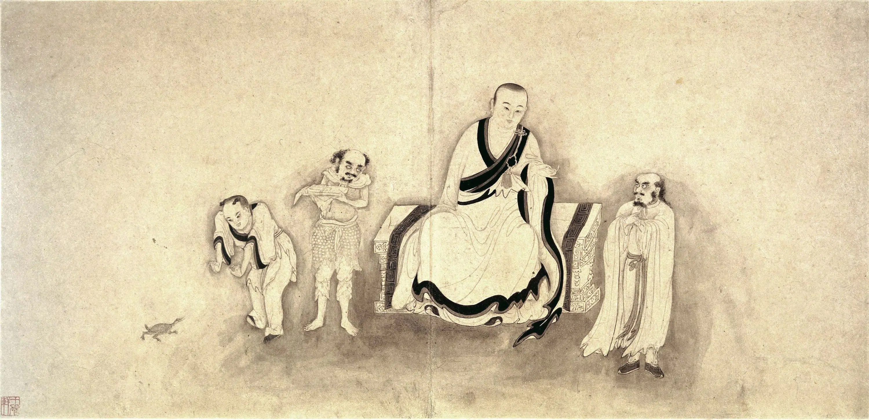 明朝【李麟】《十六罗汉图册（十六开）》