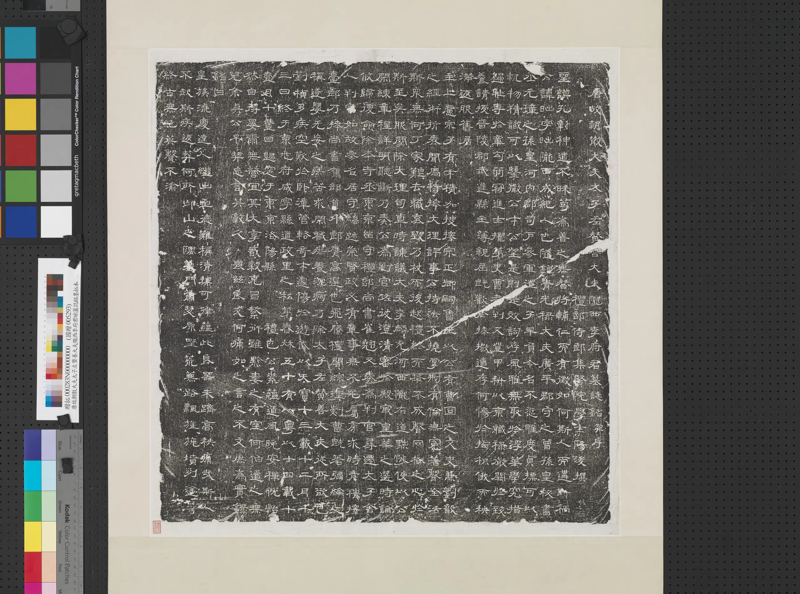 唐朝《唐故朝散大夫太子左赞善大夫陇西李府君昢墓志铭墨拓本图轴》