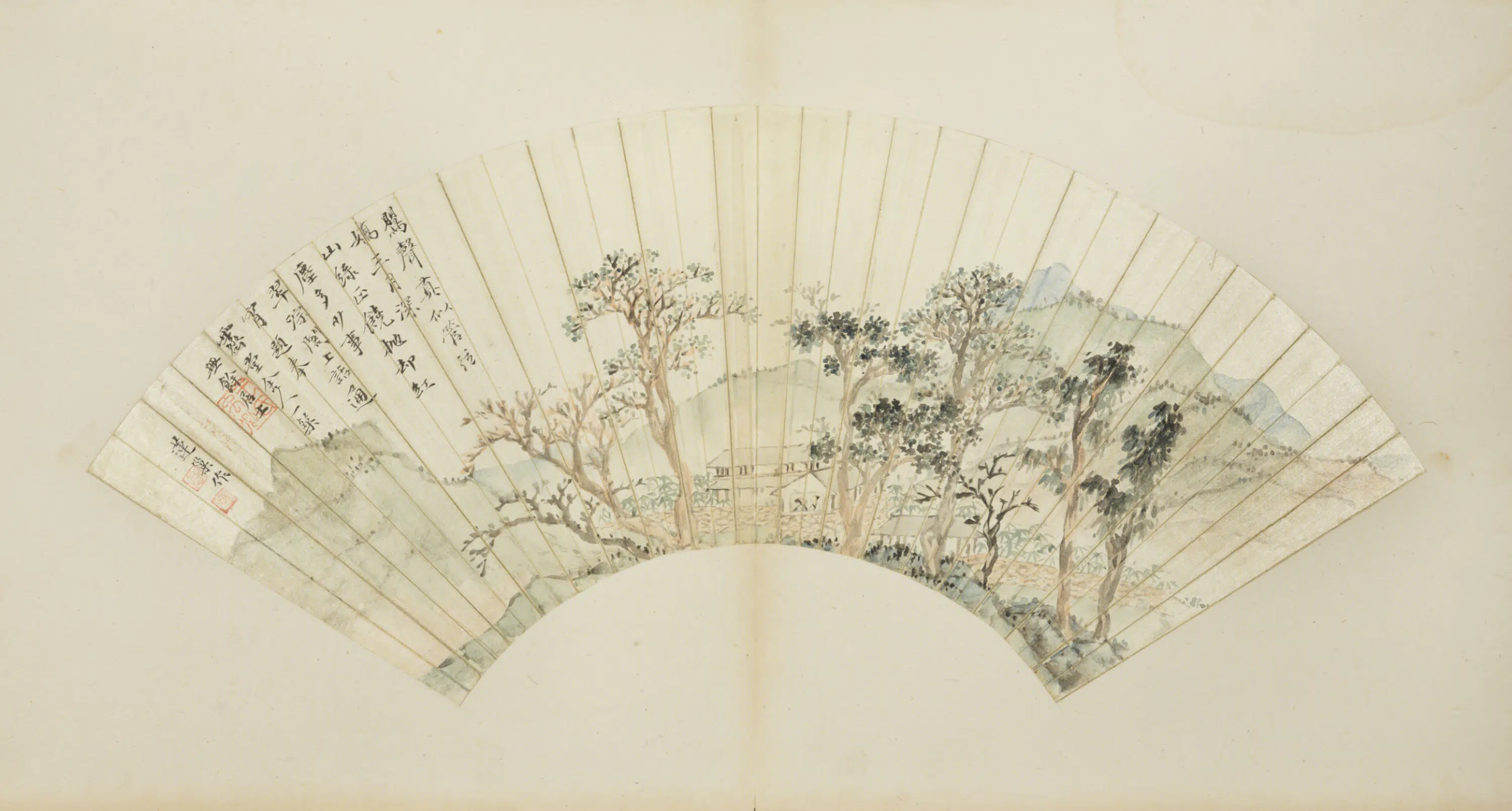 清代【潘恭寿】《山水扇》