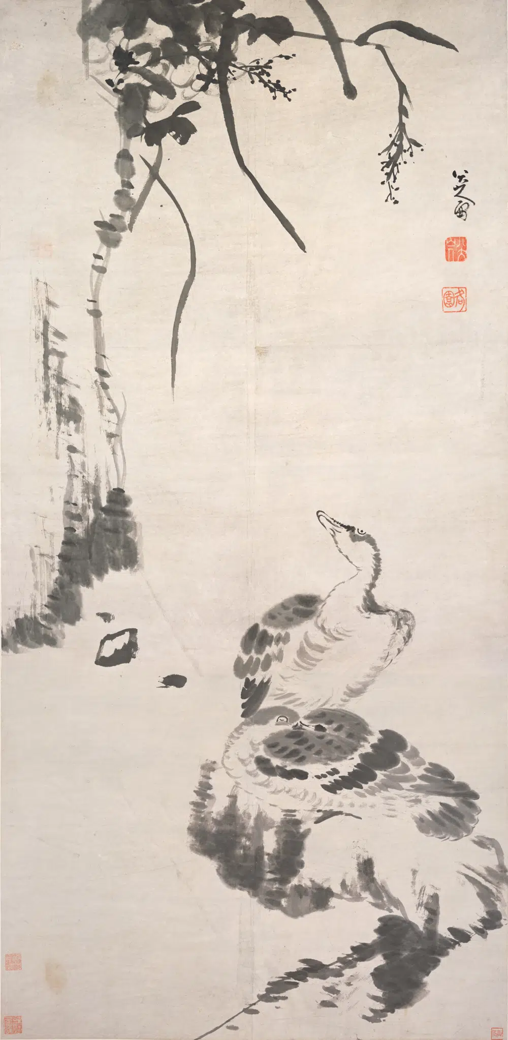 清代【朱耷】《芦雁图轴-1》