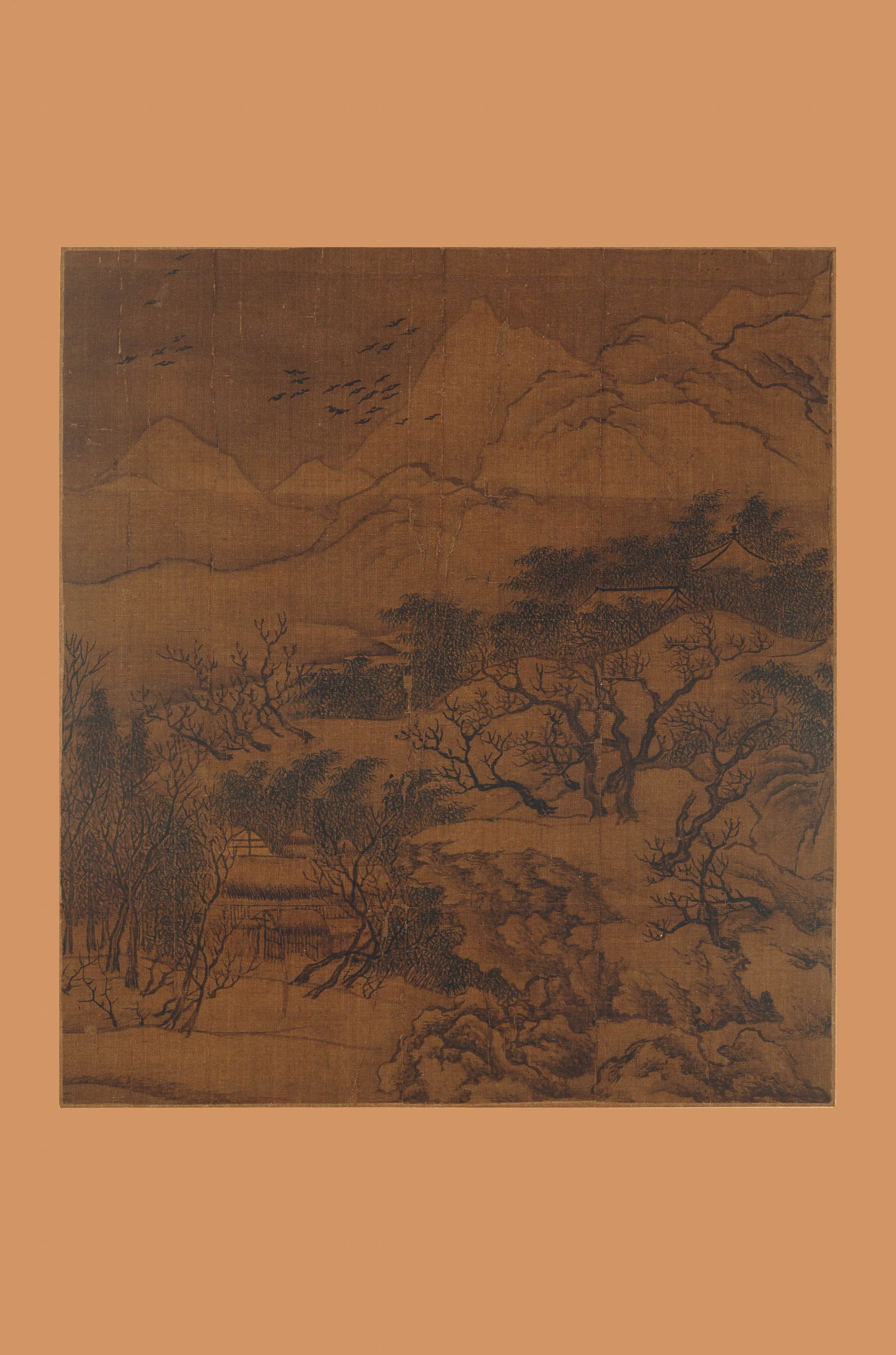 元朝【佚名】《寒林归鸦图页》