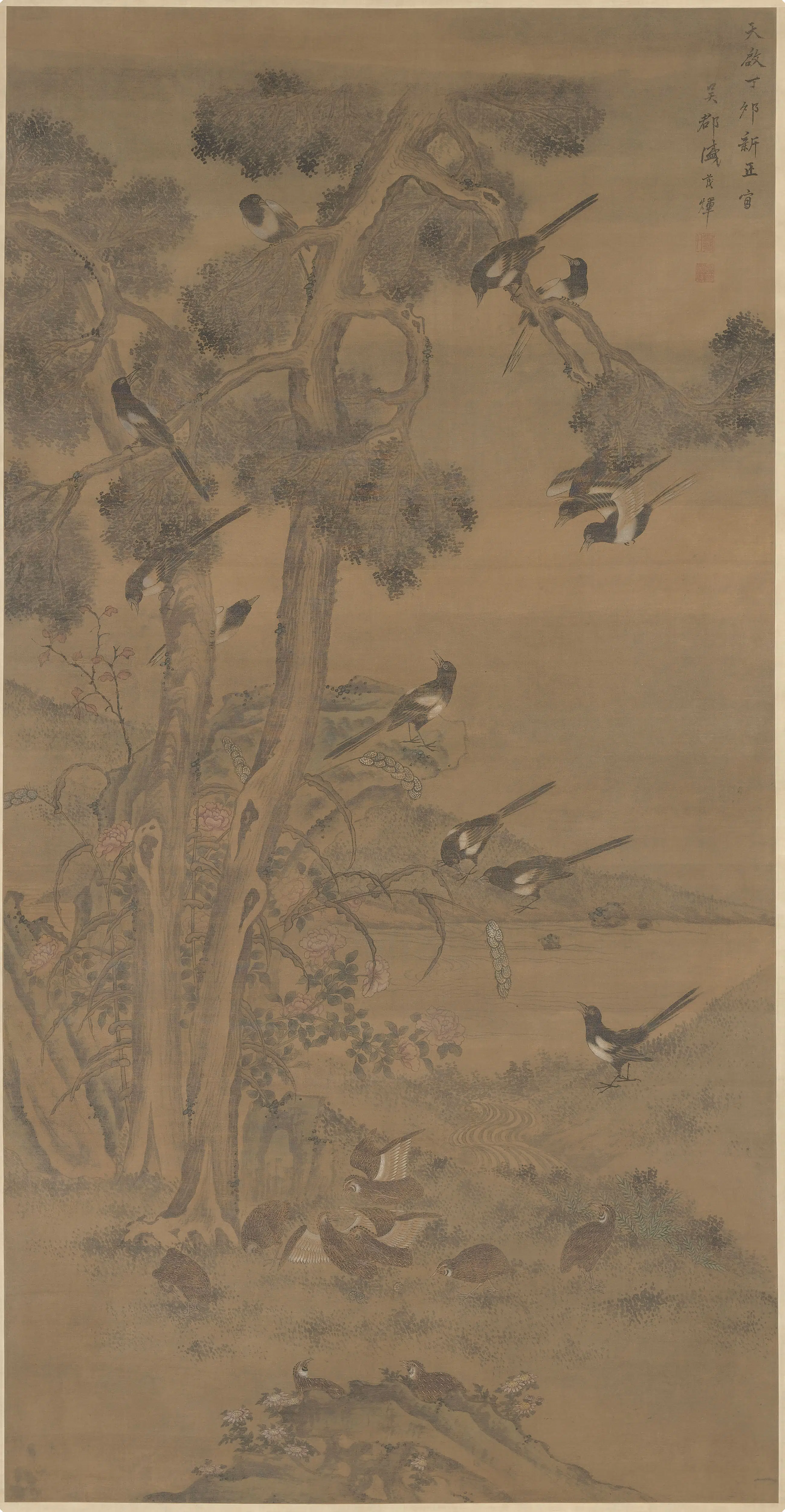 明朝【盛茂烨】《花鸟轴》