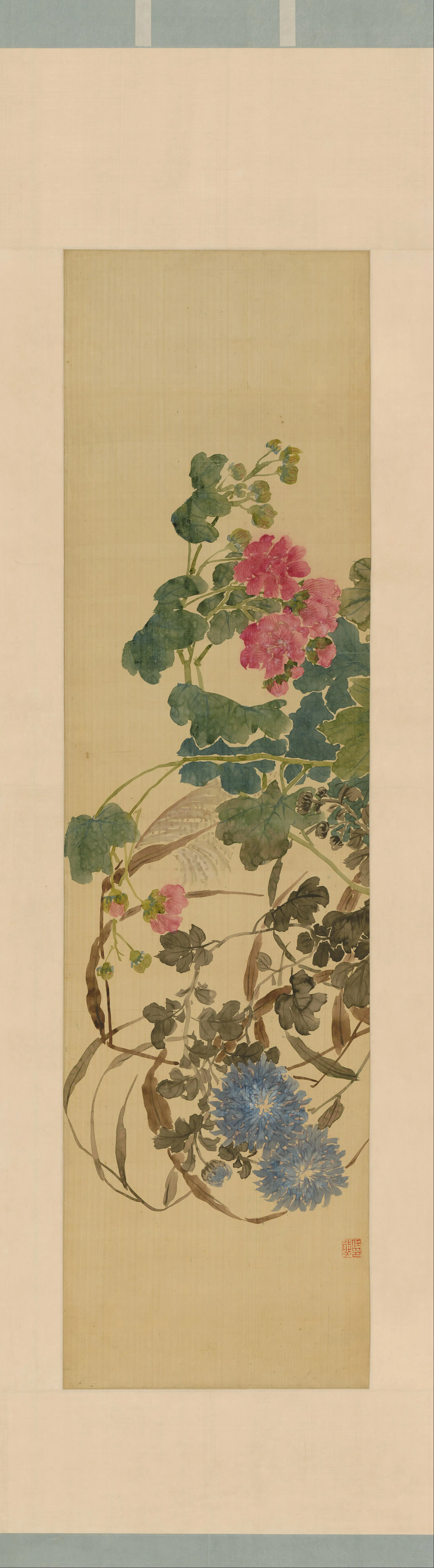 清代【任熊】《花卉四条屏-1》 第3张 清代【任熊】《花卉四条屏-1》 第3张
