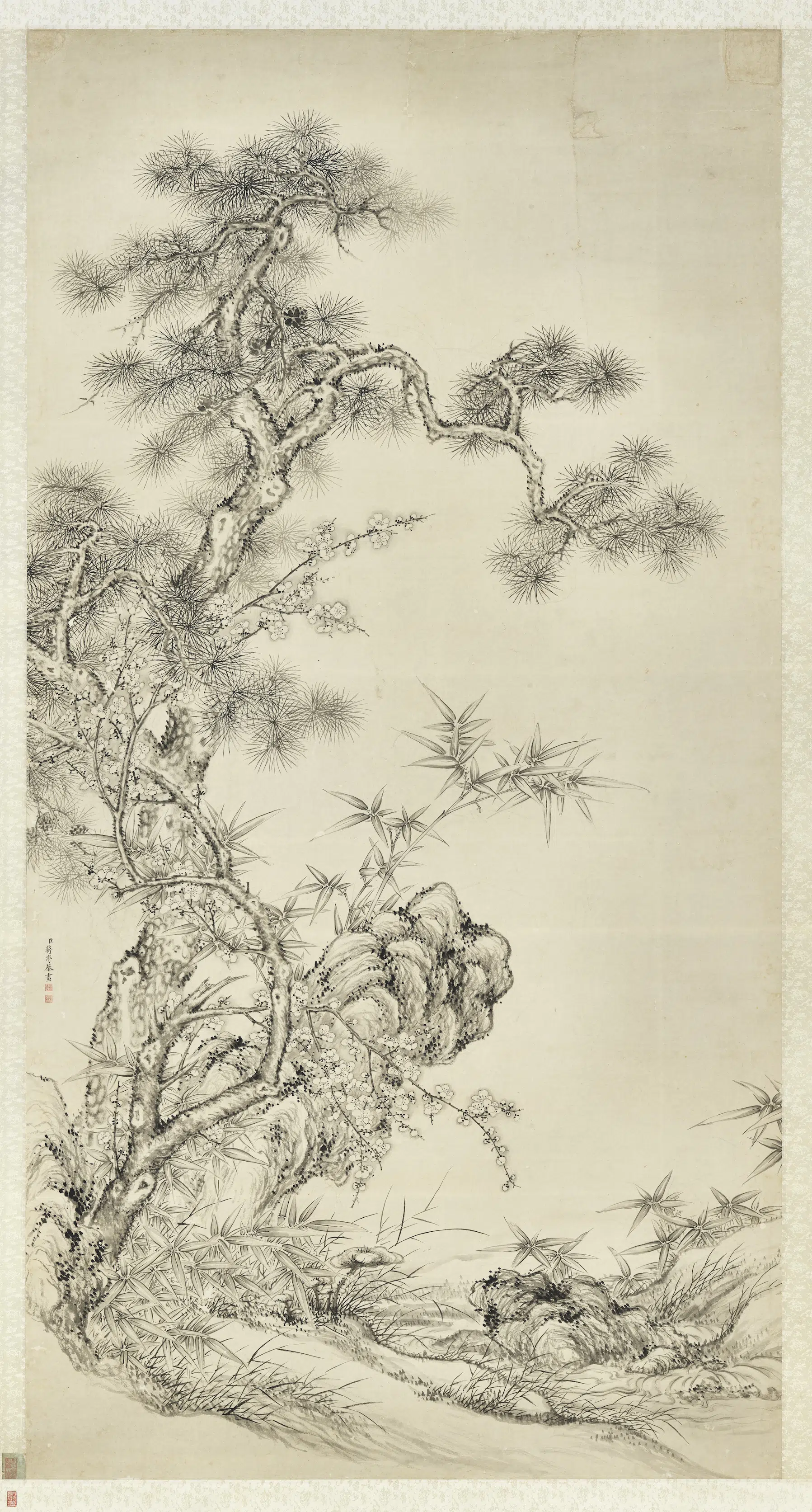 清代【蒋溥】《岁寒三友图》
