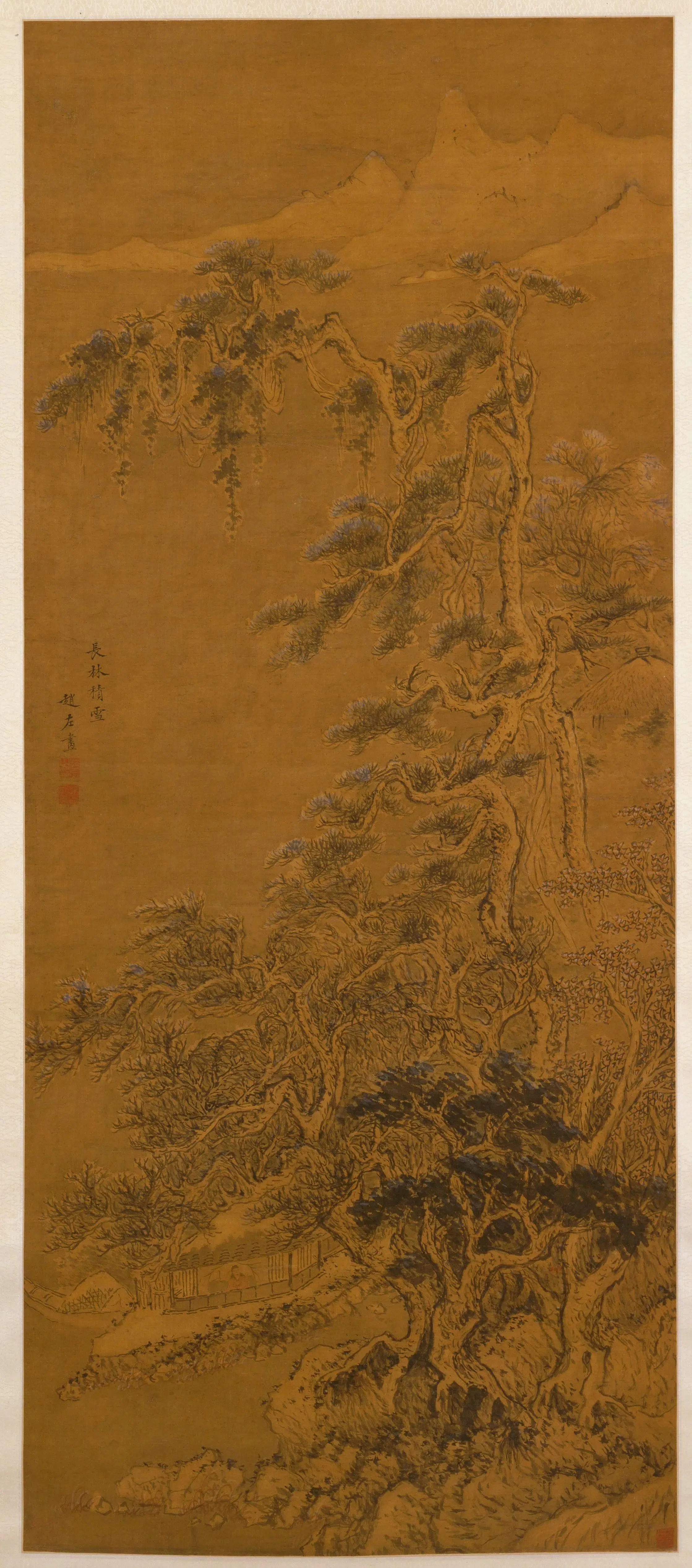 明朝【赵左】《长林积雪图轴》