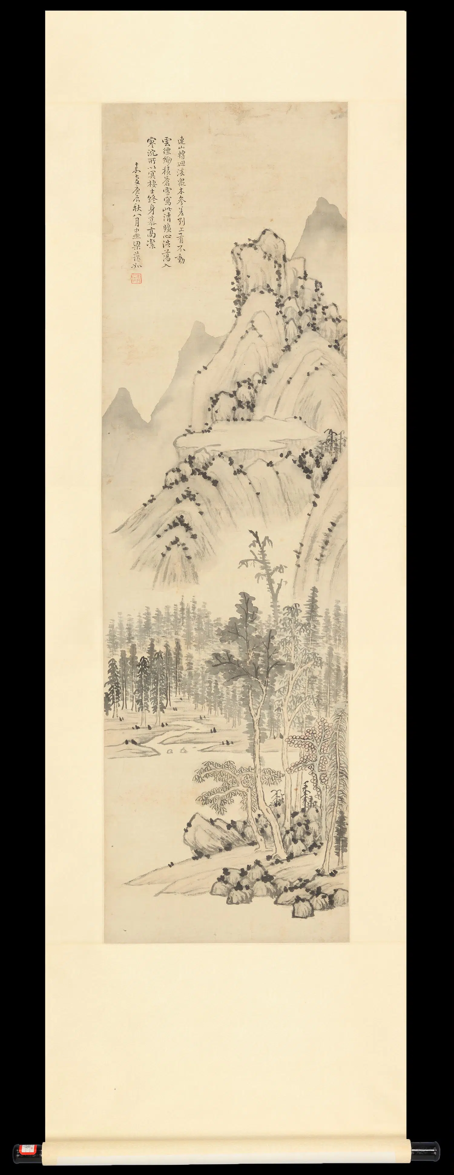 清朝【梁蔼如】《山水立轴-2》
