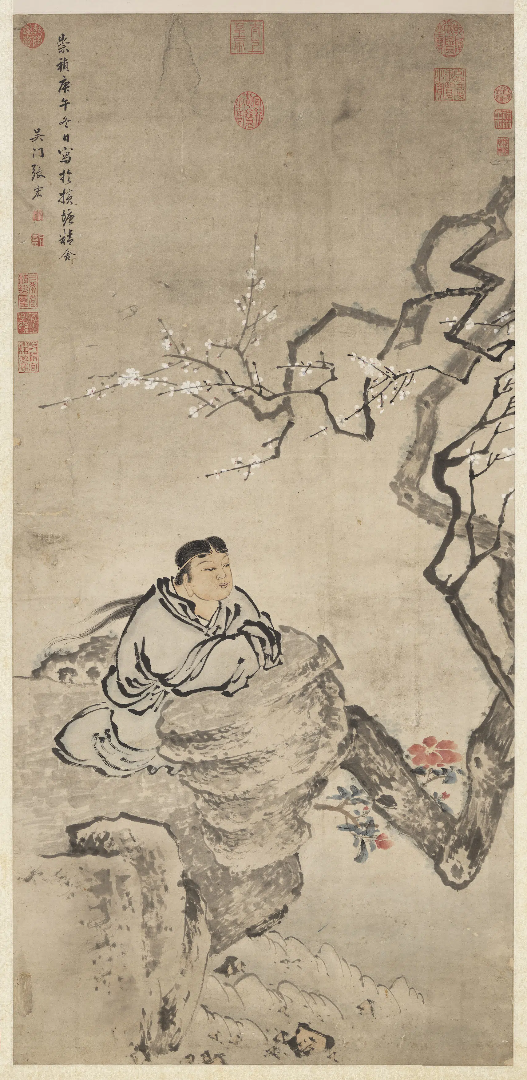 明朝【张宏】《应真观梅图轴》