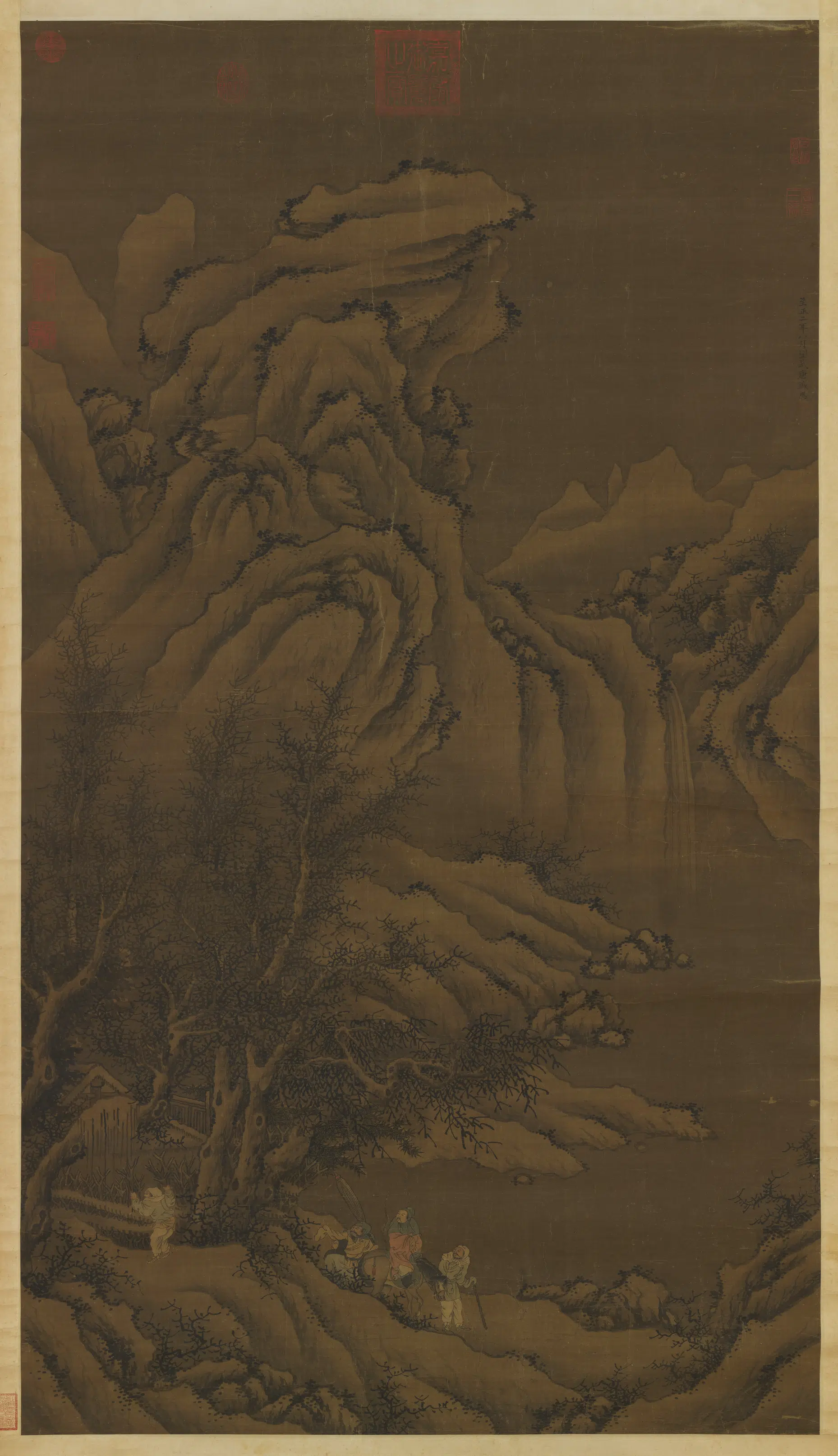 元朝【盛懋】《袁安卧雪图轴》