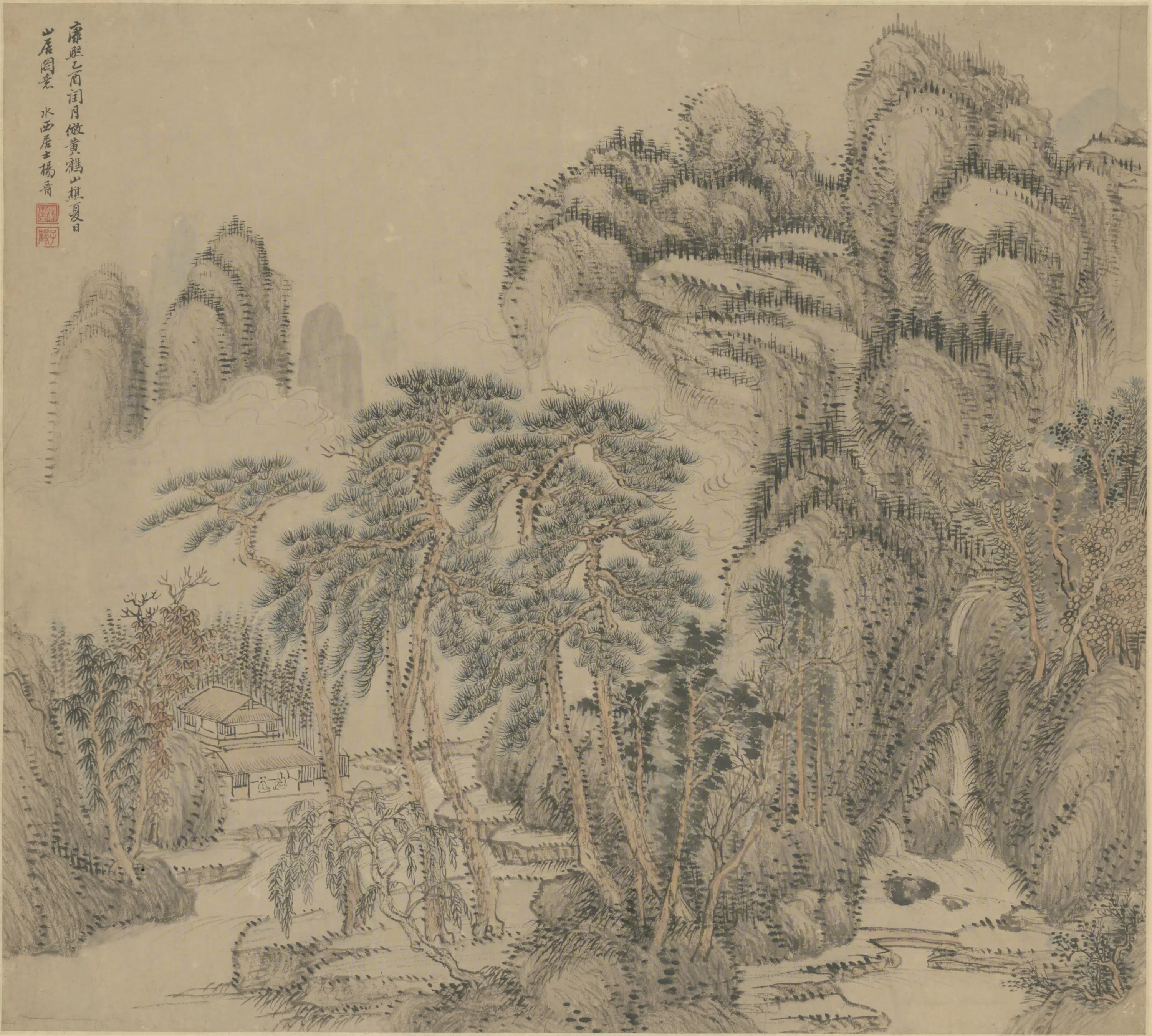 清代【杨晋】《夏日山居轴》