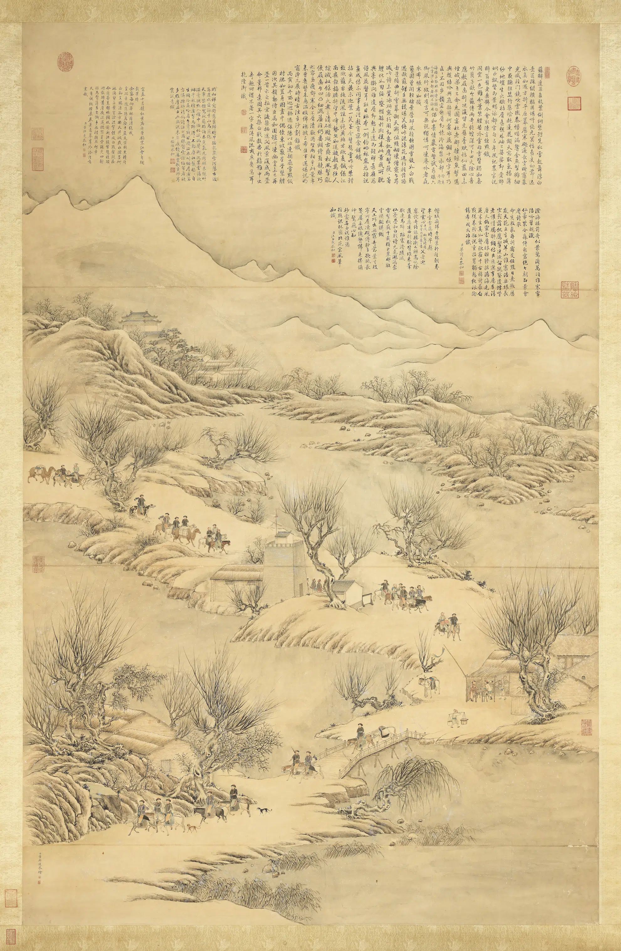 清代【董邦达】《图御制咏雪禁体诗图轴》