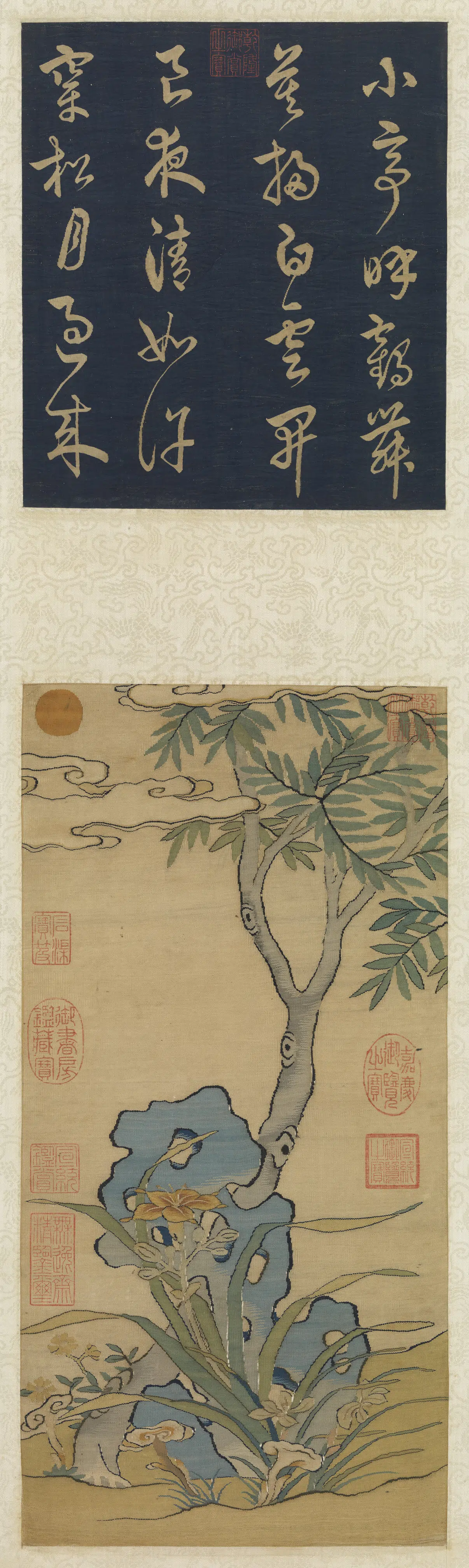 宋代《宋缂丝芝兰图轴》